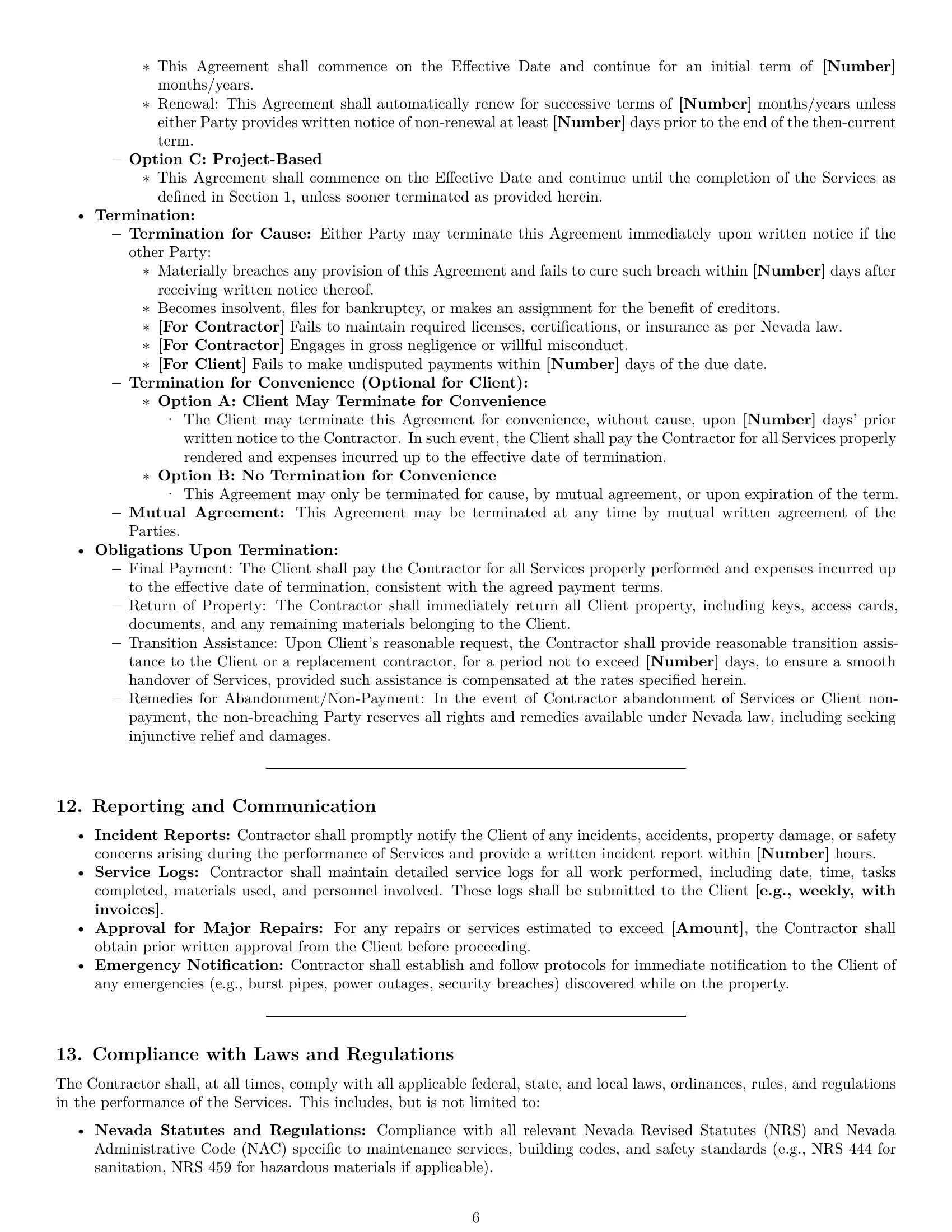Preview page 6 of Pro Nevada maintenance independent contractor agreement template