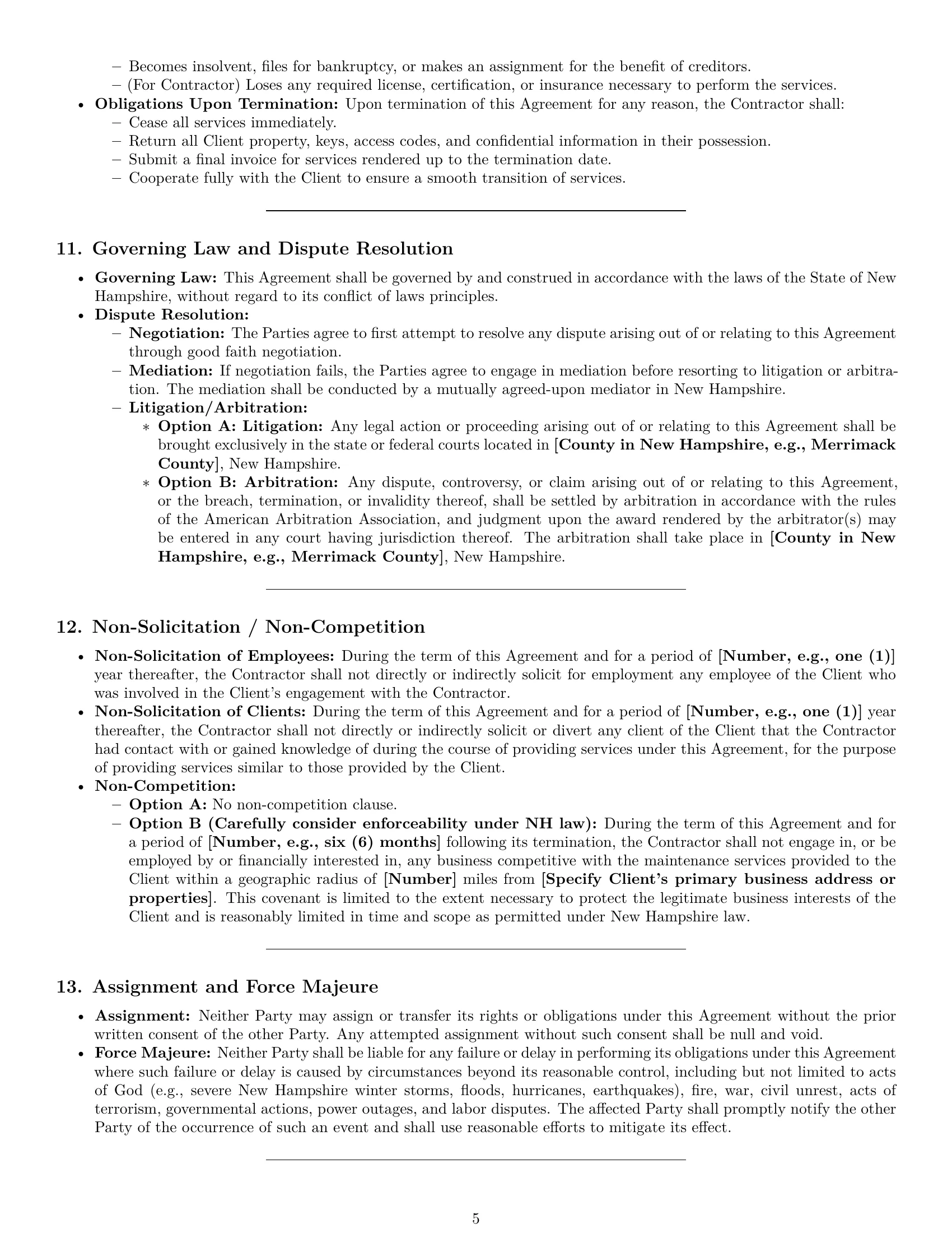 Preview page 5 of Pro New Hampshire maintenance independent contractor agreement template