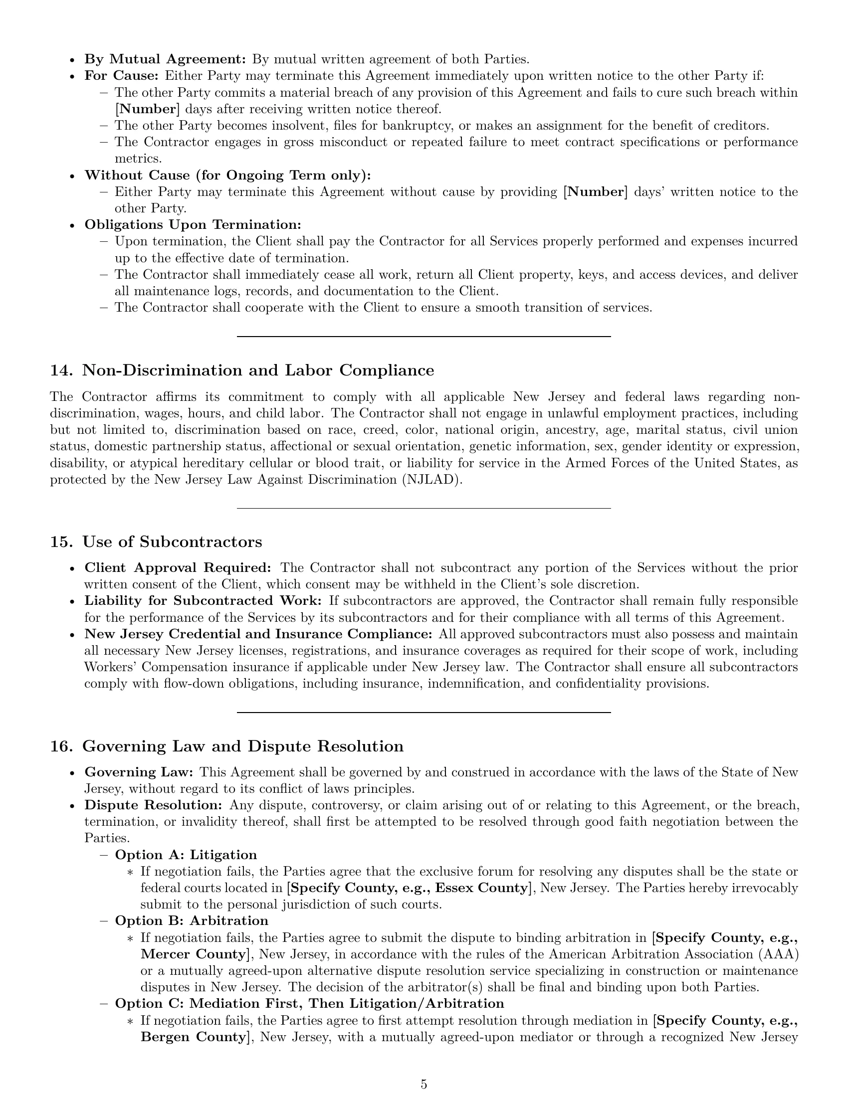 Preview page 5 of Pro New Jersey maintenance independent contractor agreement template