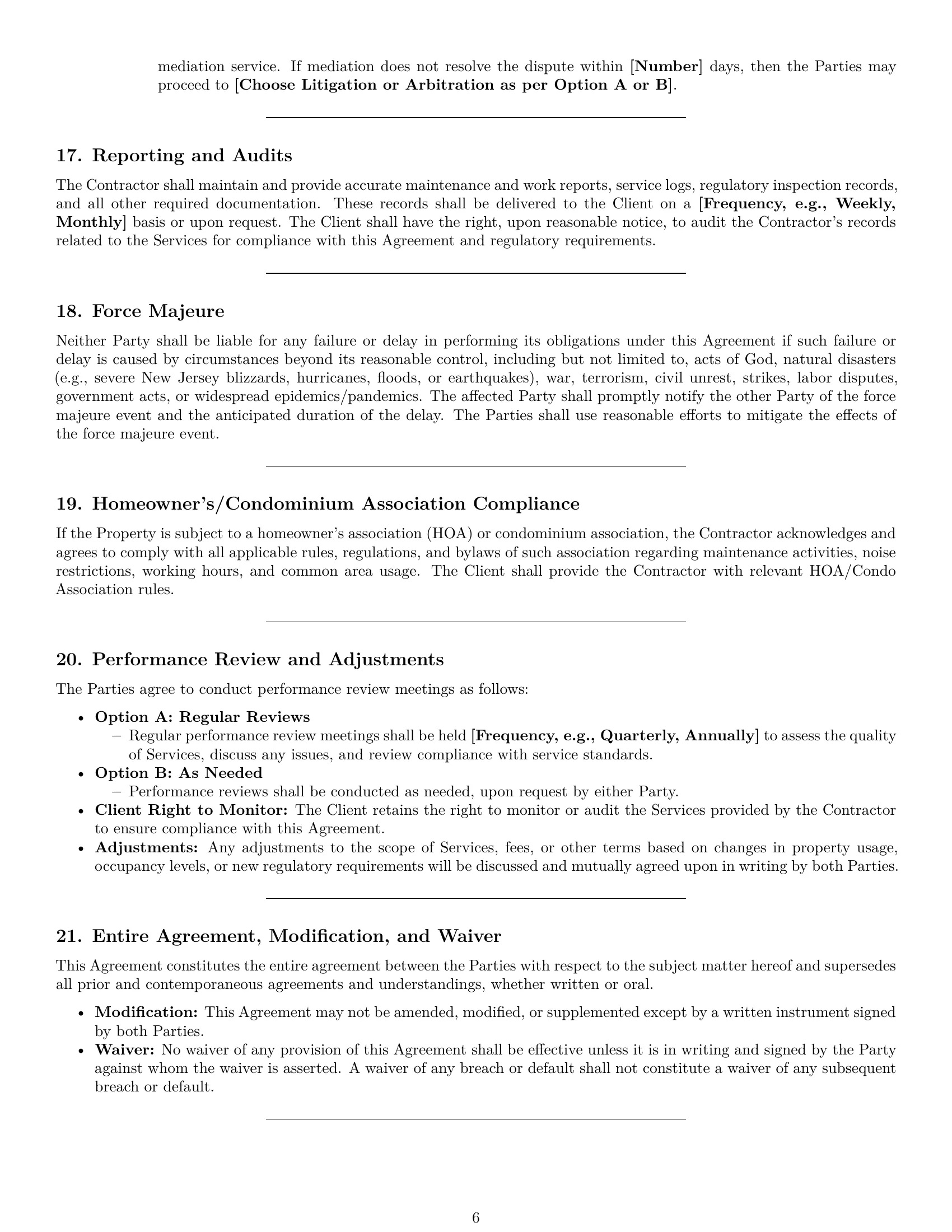 Preview page 6 of Pro New Jersey maintenance independent contractor agreement template