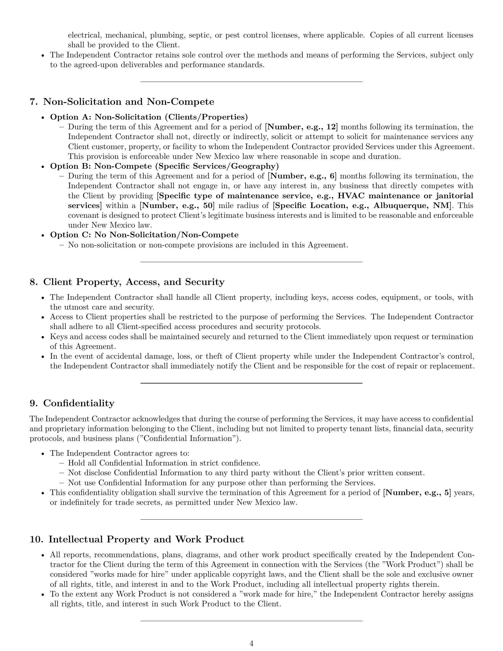 Preview page 4 of Pro New Mexico maintenance independent contractor agreement template