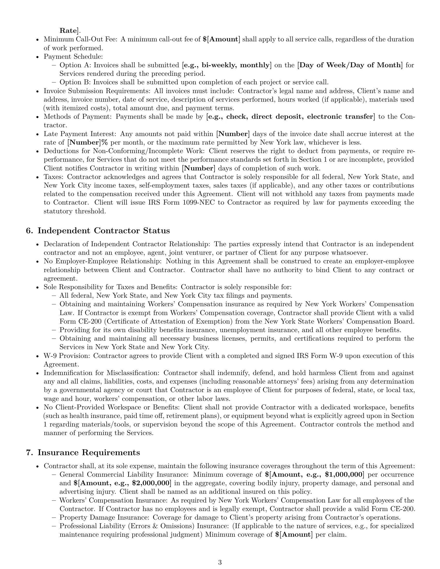 Preview page 3 of Pro New York maintenance independent contractor agreement template