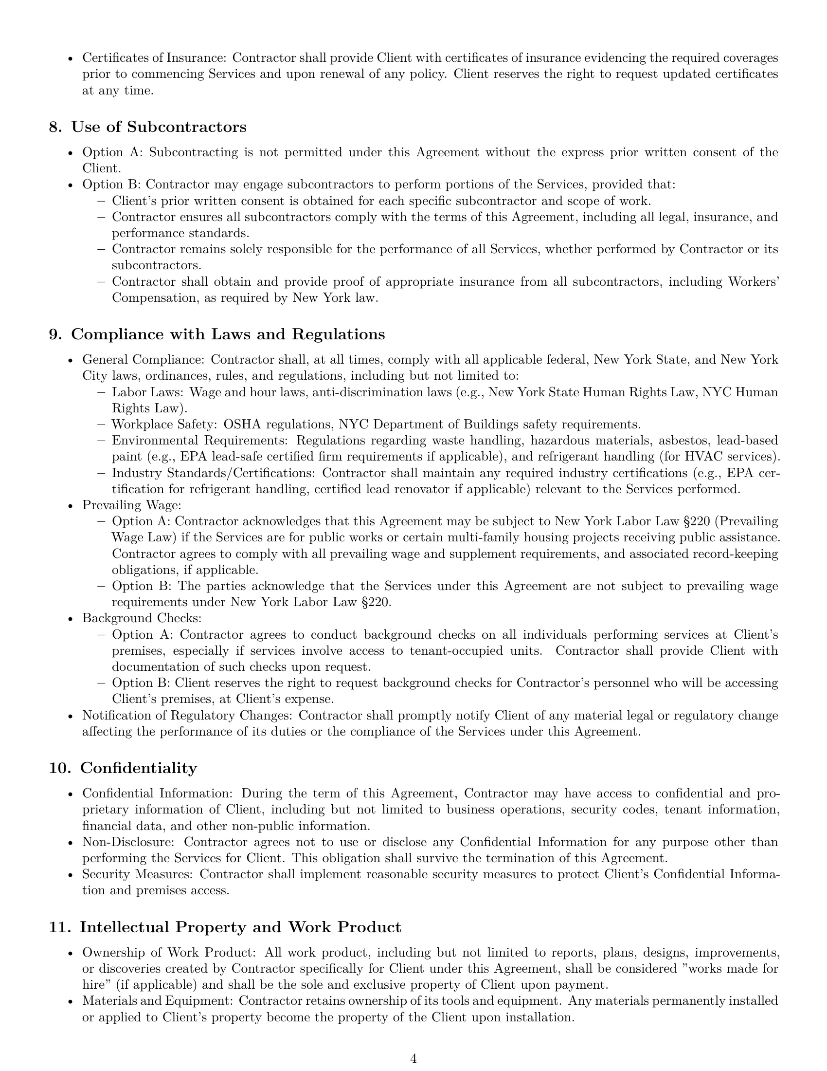 Preview page 4 of Pro New York maintenance independent contractor agreement template