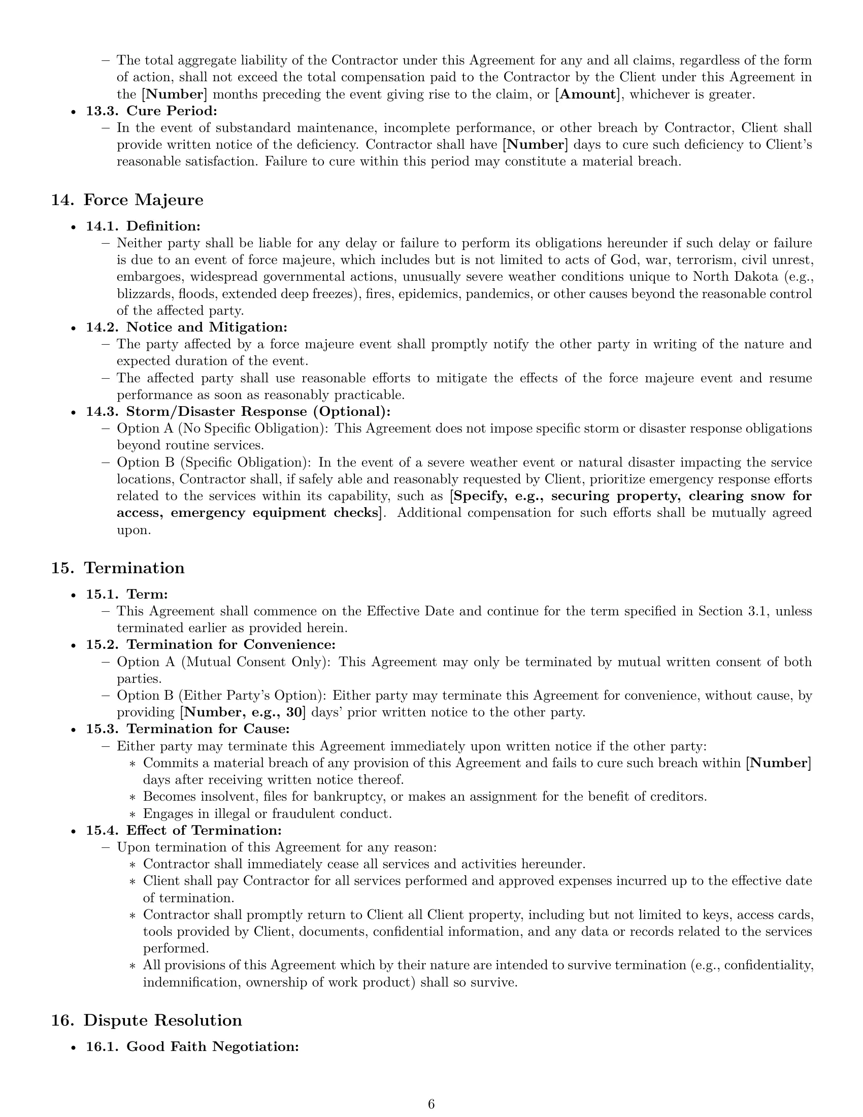 Preview page 6 of Pro North Dakota maintenance independent contractor agreement template