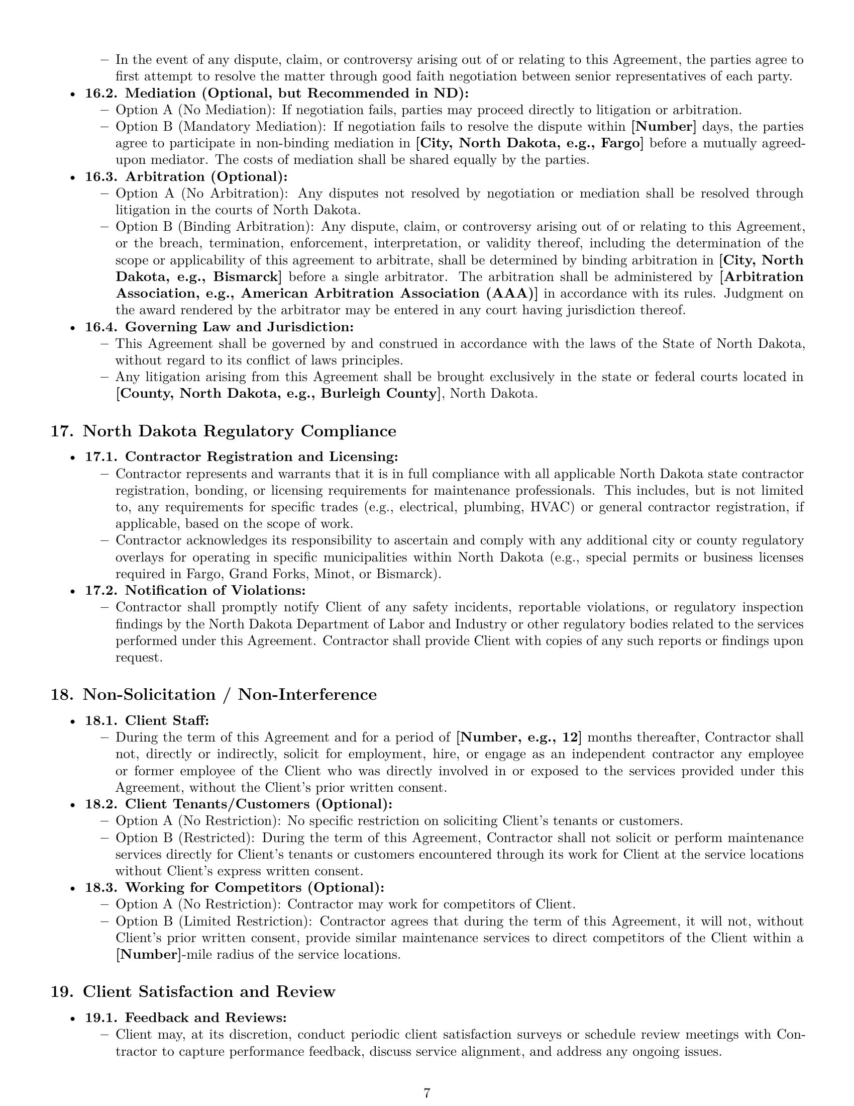Preview page 7 of Pro North Dakota maintenance independent contractor agreement template