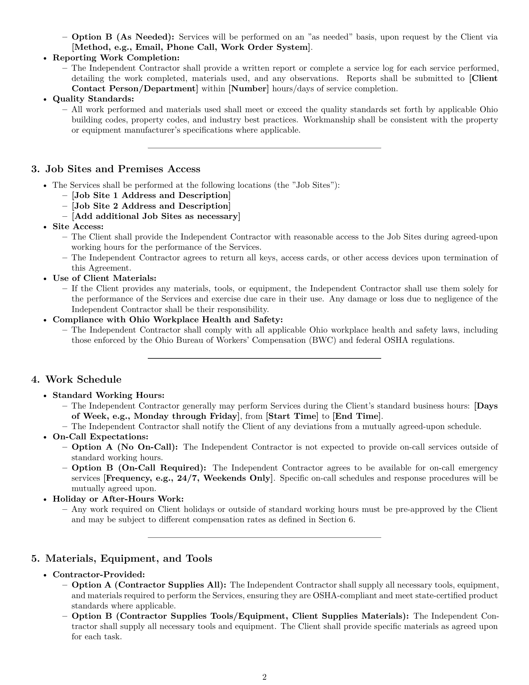 Preview page 2 of Pro Ohio maintenance independent contractor agreement template