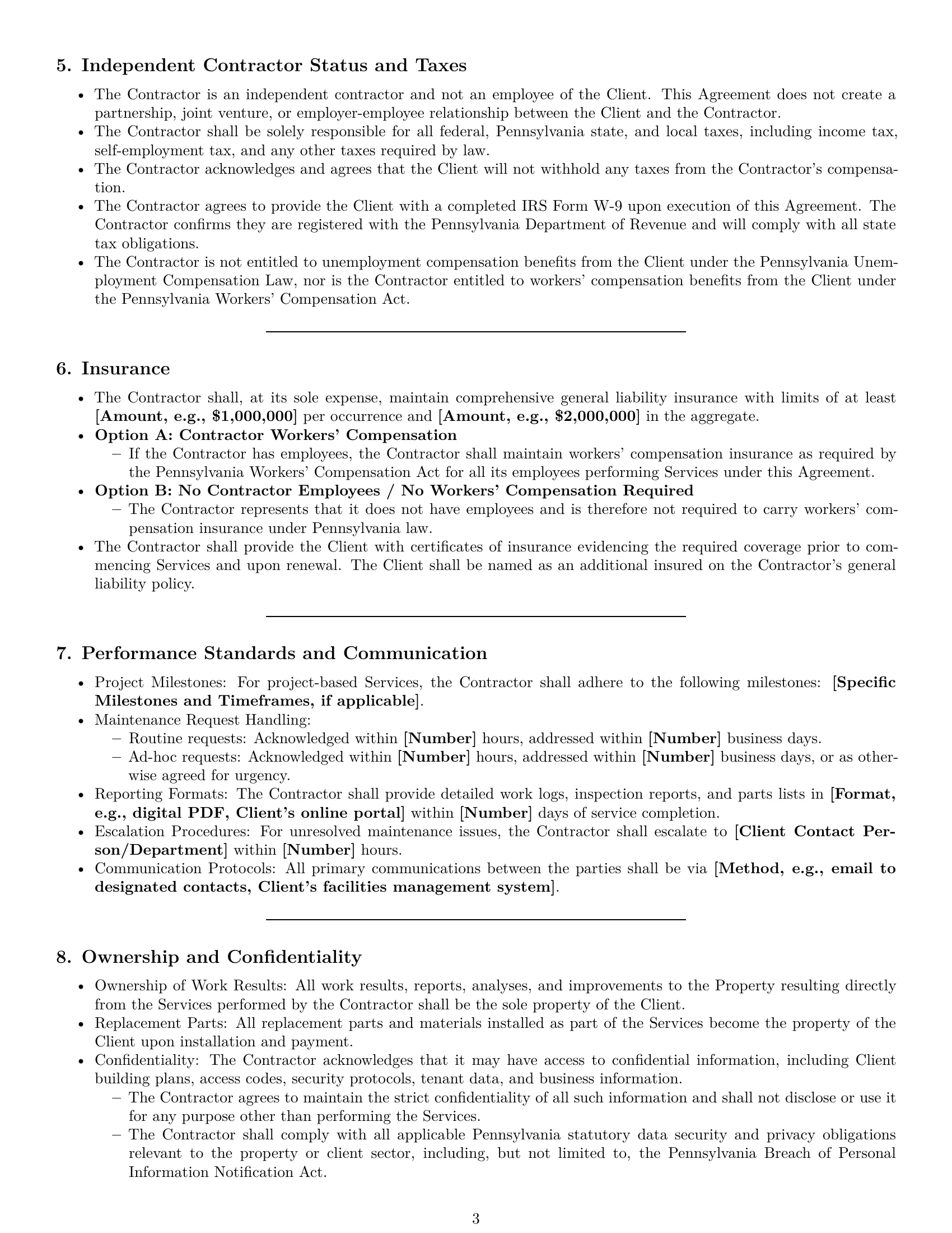 Preview page 3 of Pro Pennsylvania maintenance independent contractor agreement template