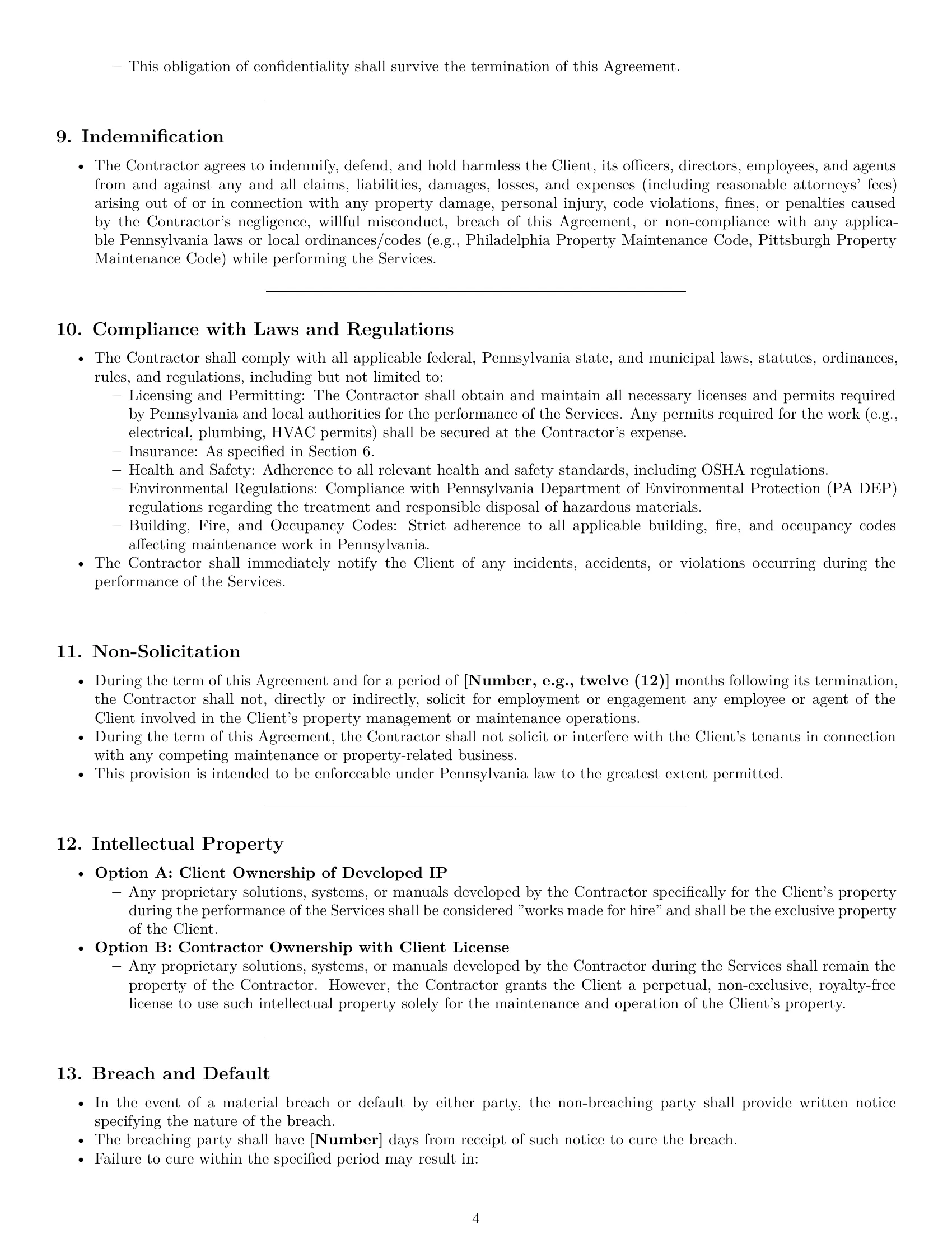 Preview page 4 of Pro Pennsylvania maintenance independent contractor agreement template