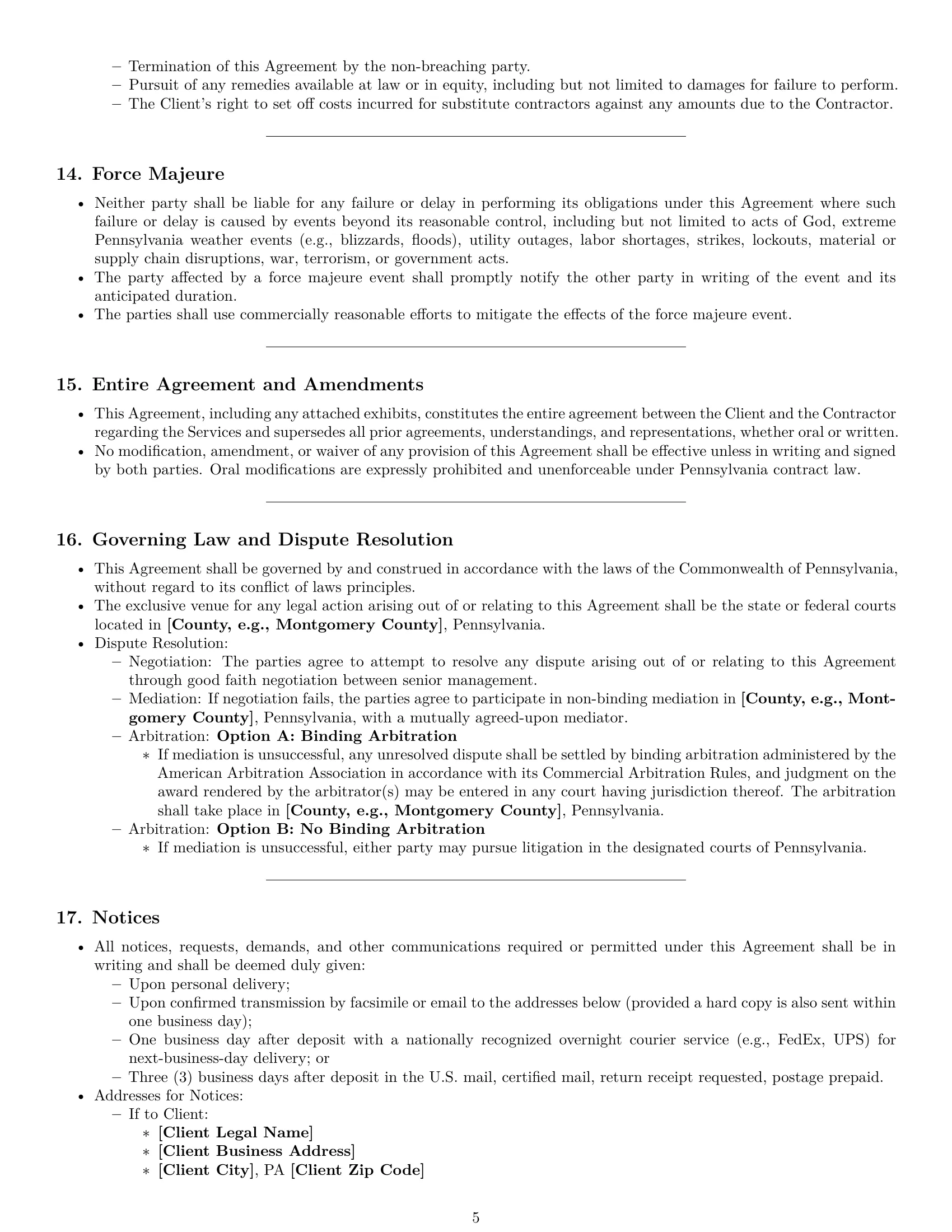 Preview page 5 of Pro Pennsylvania maintenance independent contractor agreement template