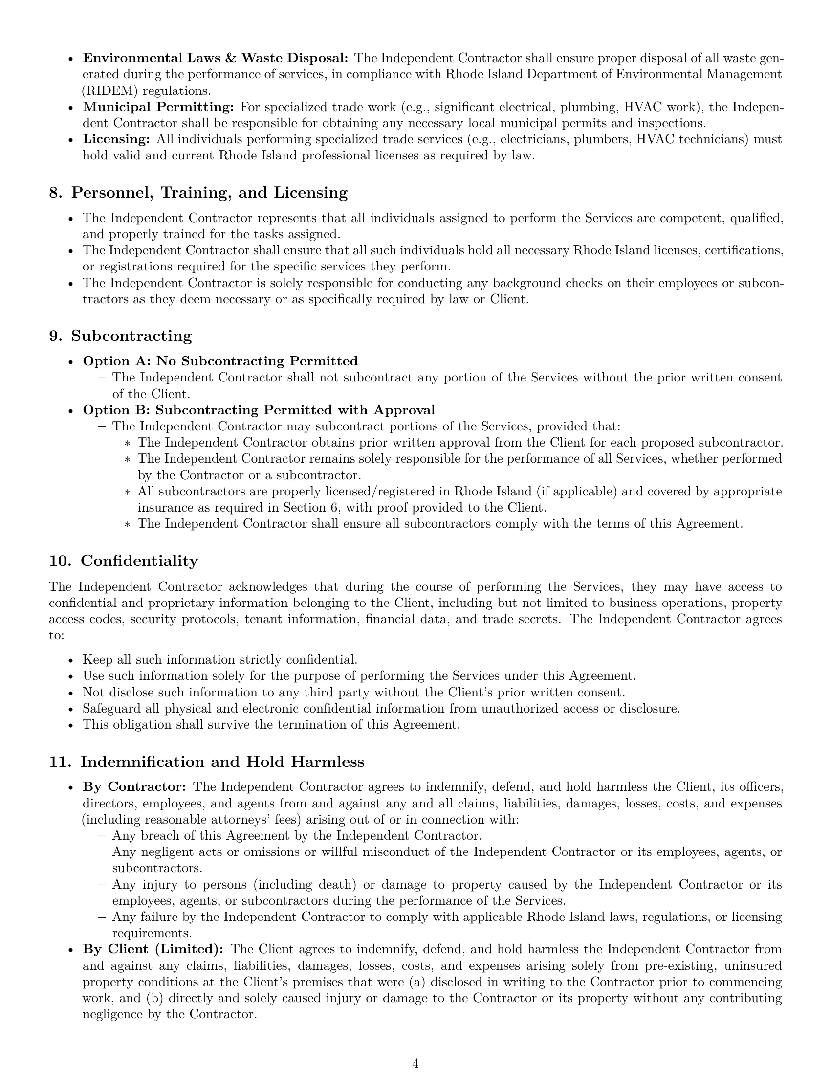 Preview page 4 of Pro Rhode Island maintenance independent contractor agreement template