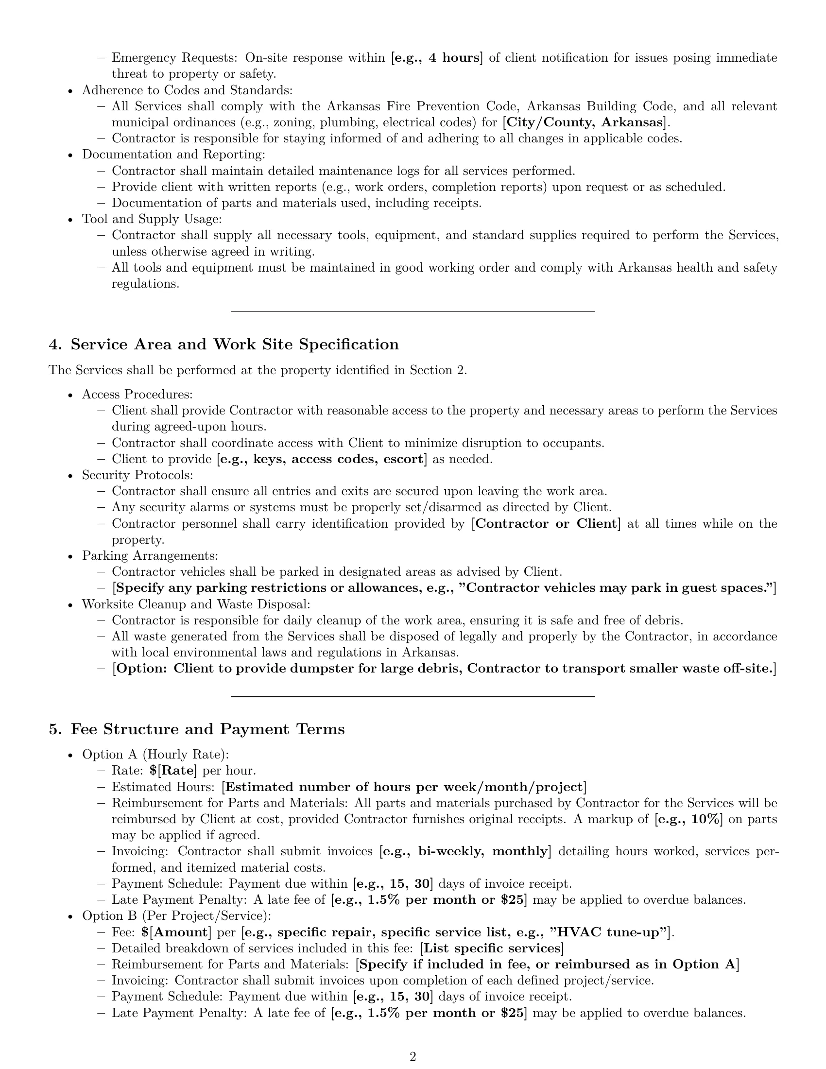 Preview page 2 of Pro Arkansas maintenance independent contractor agreement template