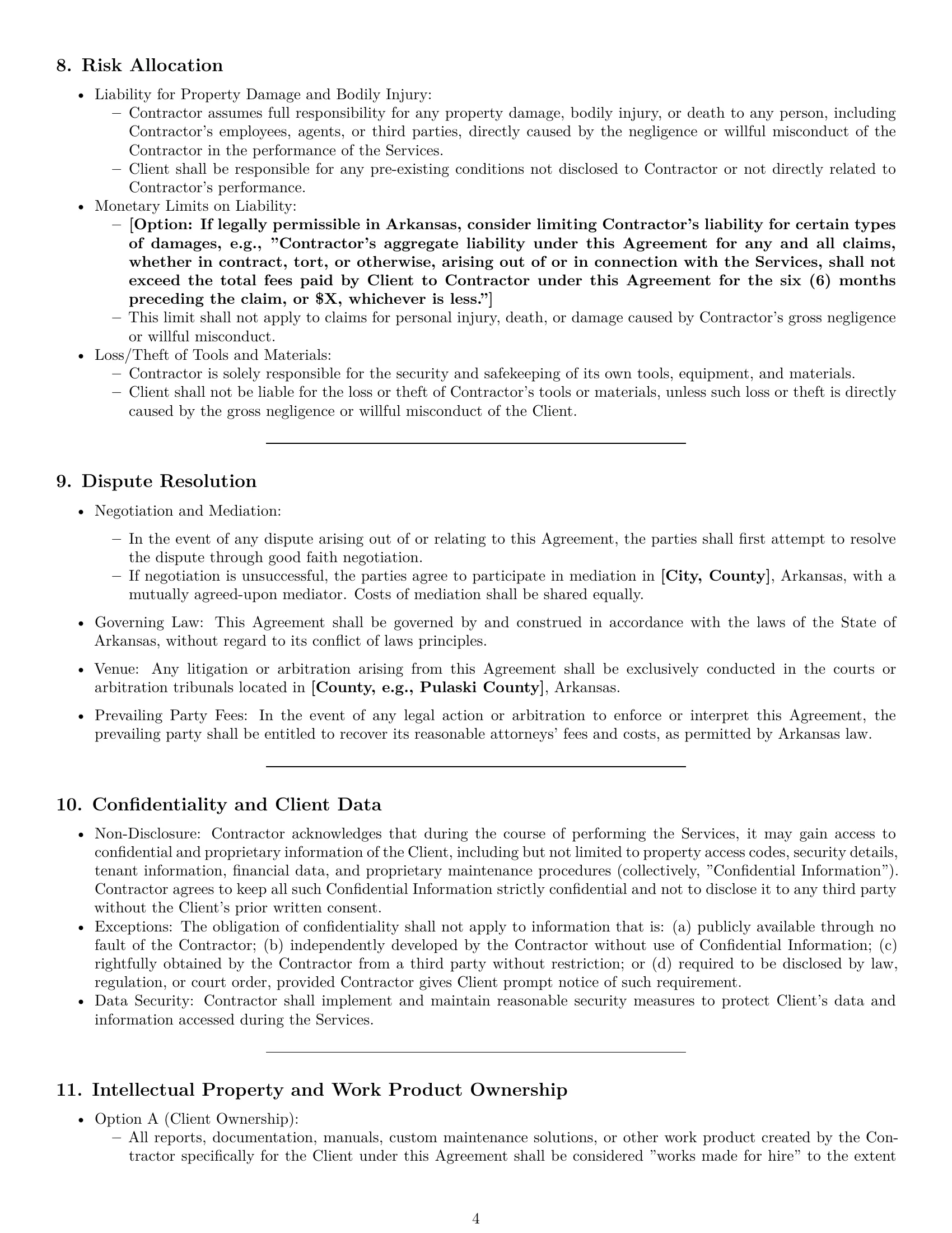 Preview page 4 of Pro Arkansas maintenance independent contractor agreement template