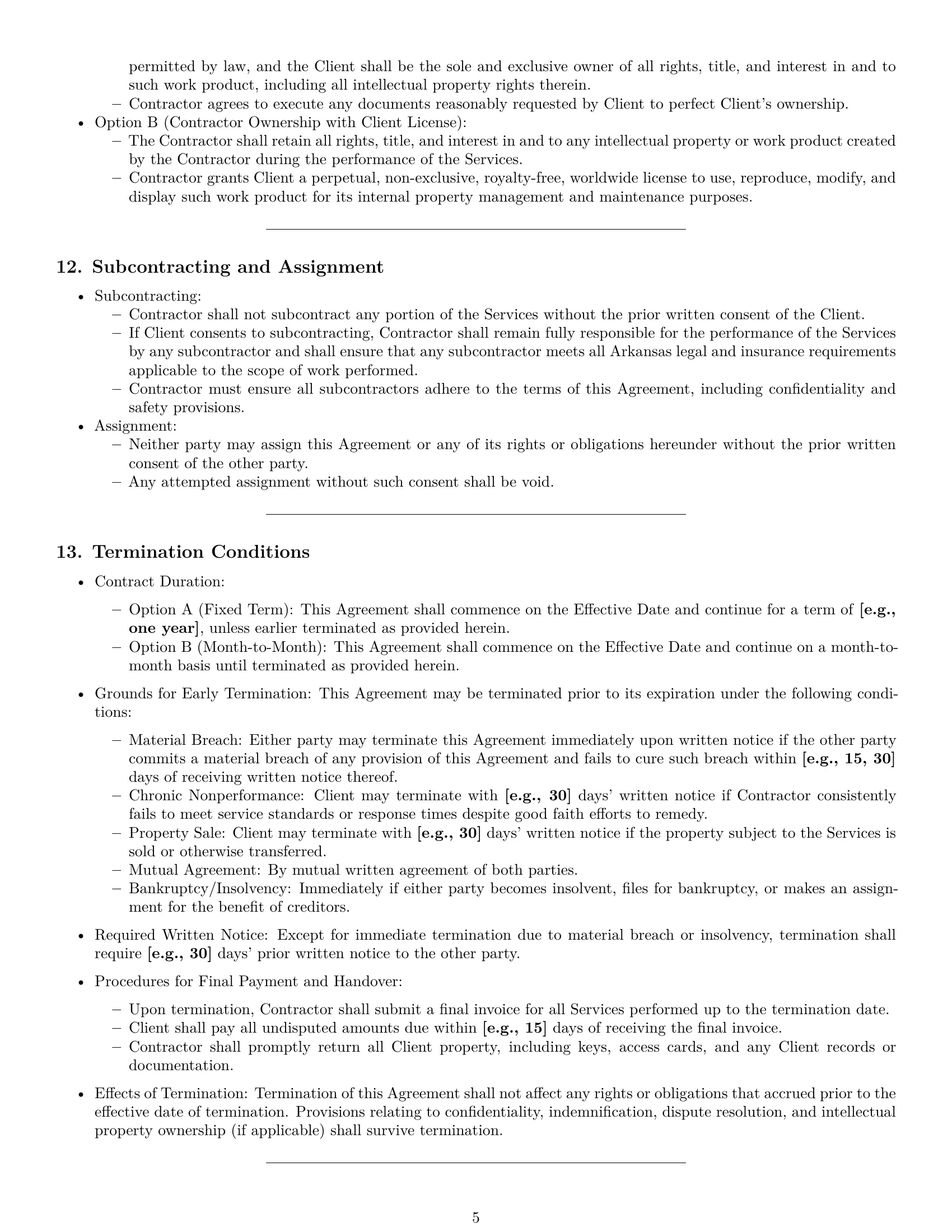 Preview page 5 of Pro Arkansas maintenance independent contractor agreement template