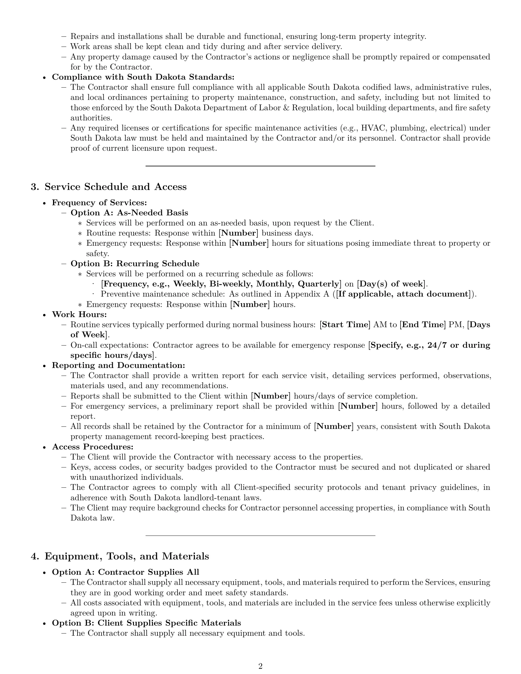 Preview page 2 of Pro South Dakota maintenance independent contractor agreement template