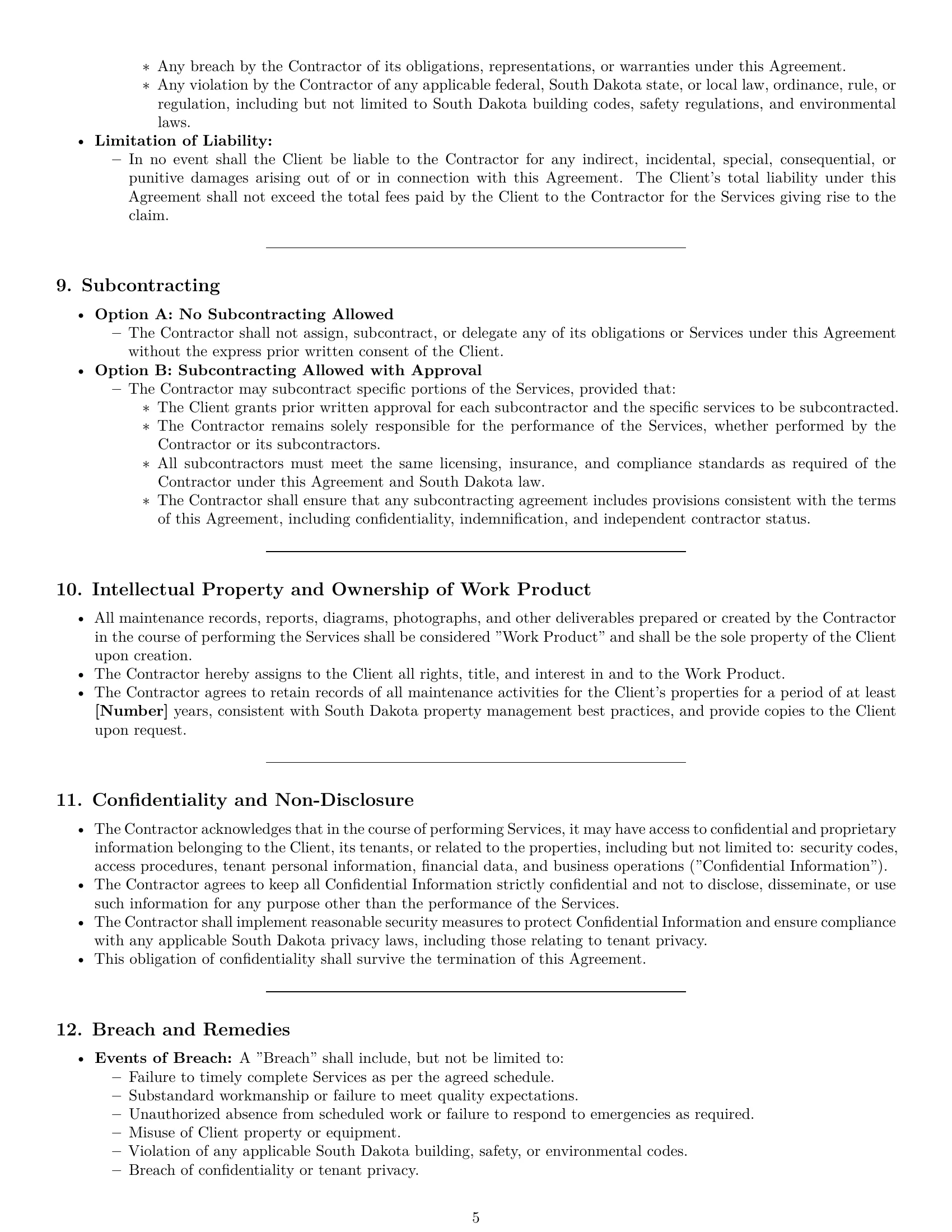 Preview page 5 of Pro South Dakota maintenance independent contractor agreement template