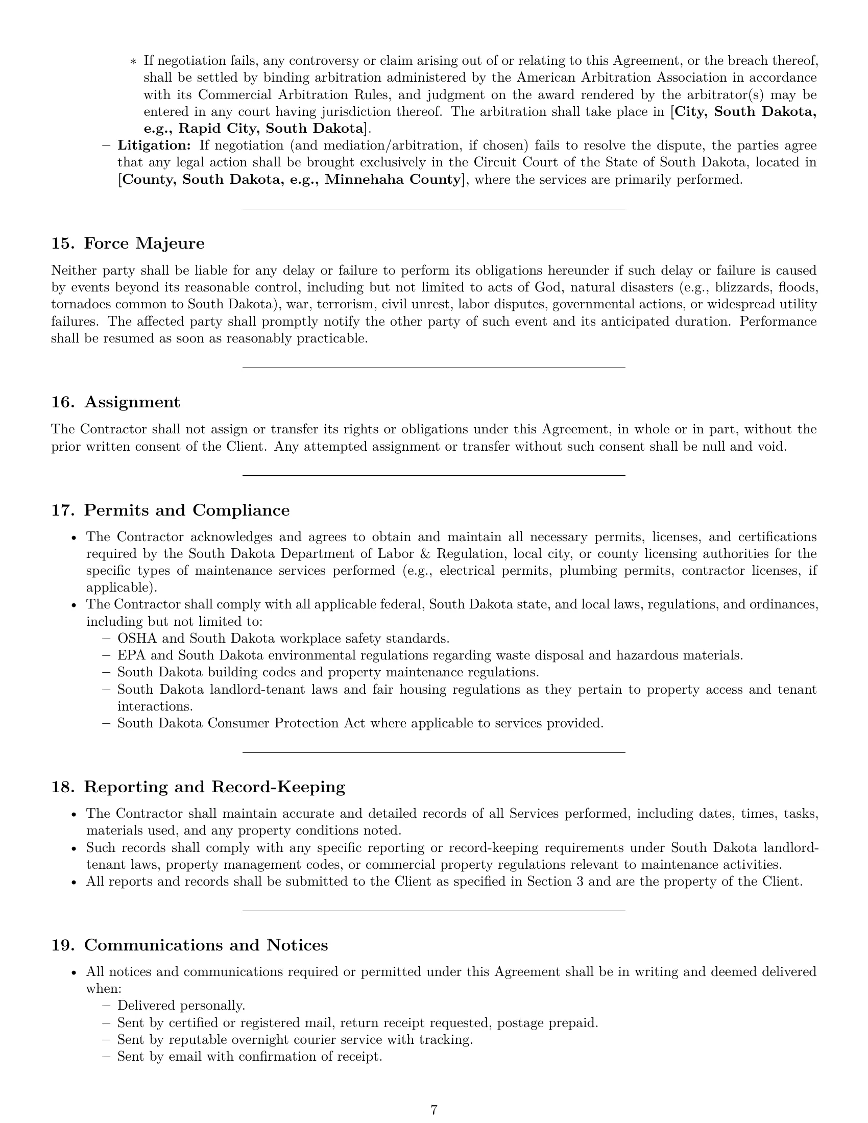 Preview page 7 of Pro South Dakota maintenance independent contractor agreement template