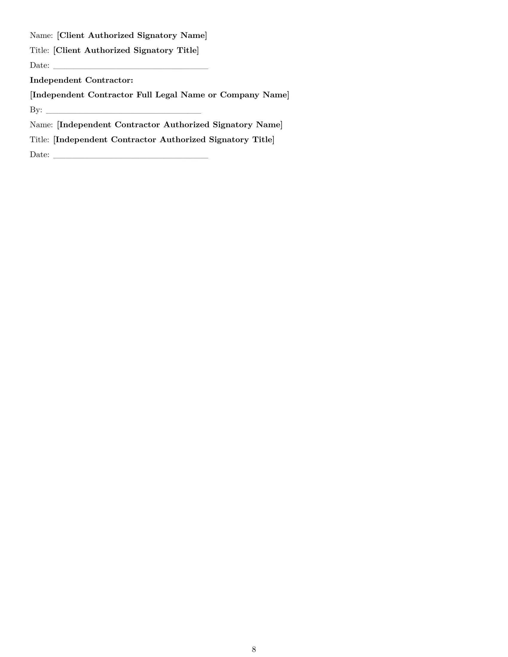 Preview page 8 of Pro Tennessee maintenance independent contractor agreement template
