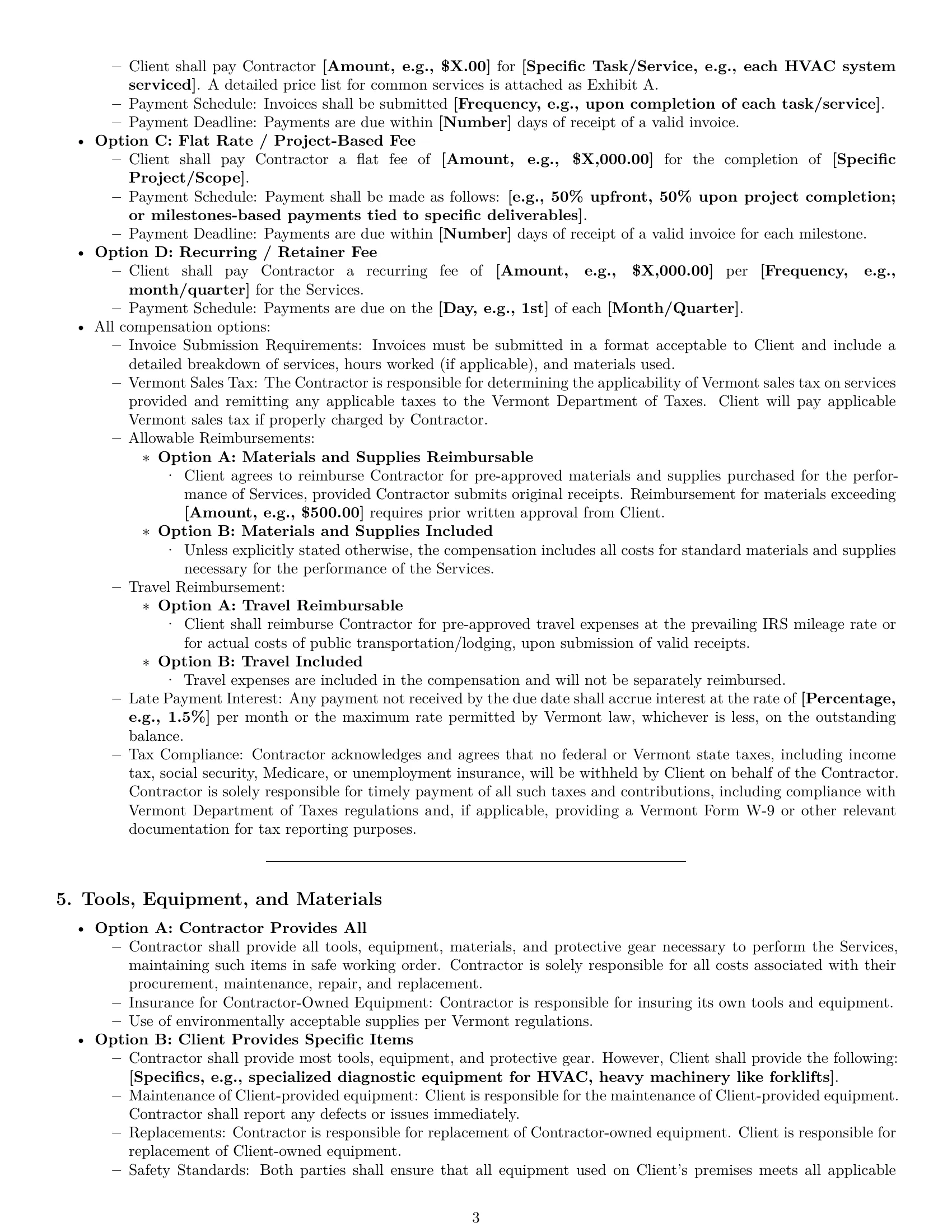 Preview page 3 of Pro Vermont maintenance independent contractor agreement template