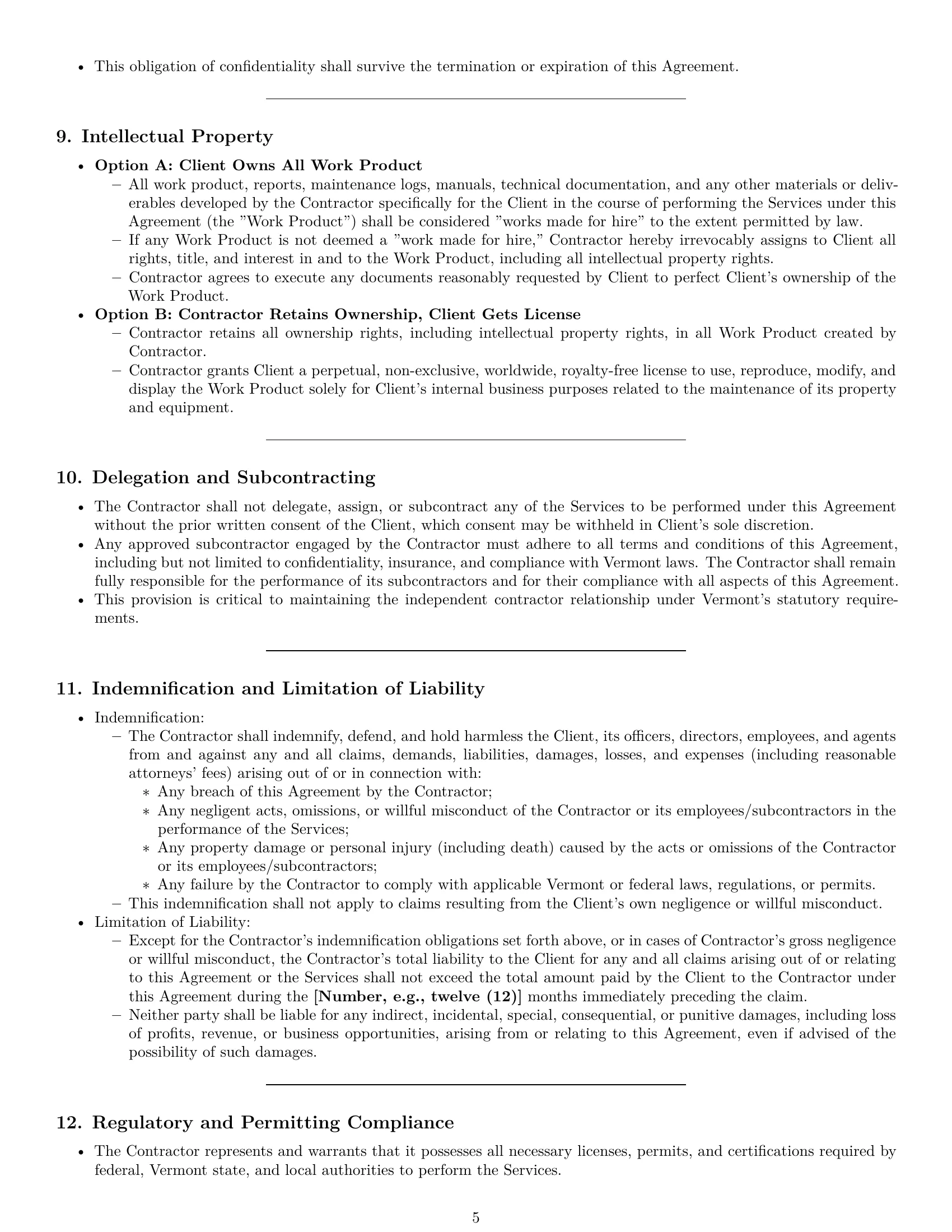 Preview page 5 of Pro Vermont maintenance independent contractor agreement template