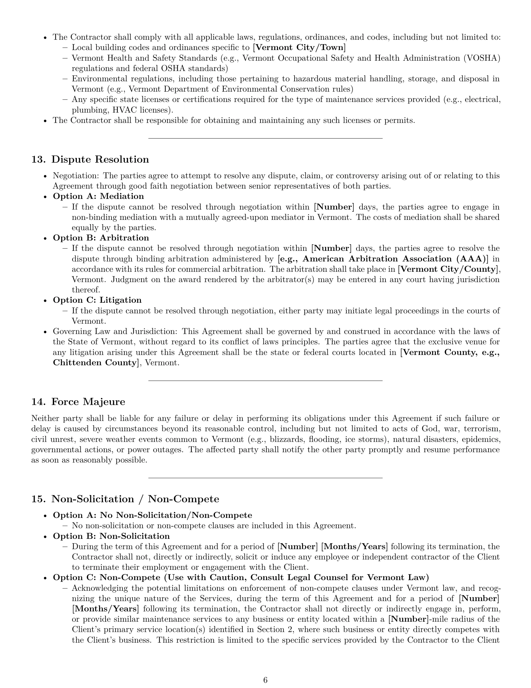 Preview page 6 of Pro Vermont maintenance independent contractor agreement template