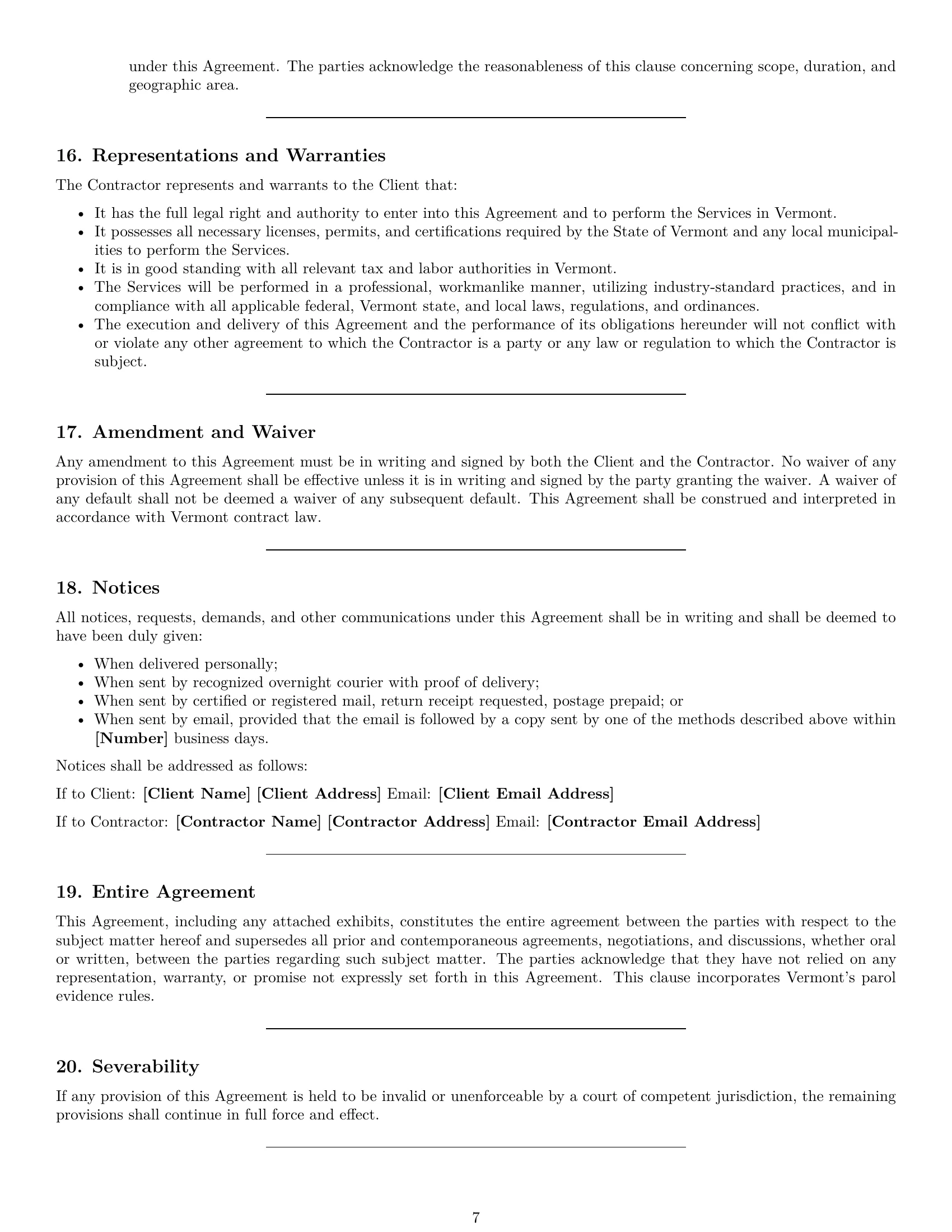 Preview page 7 of Pro Vermont maintenance independent contractor agreement template