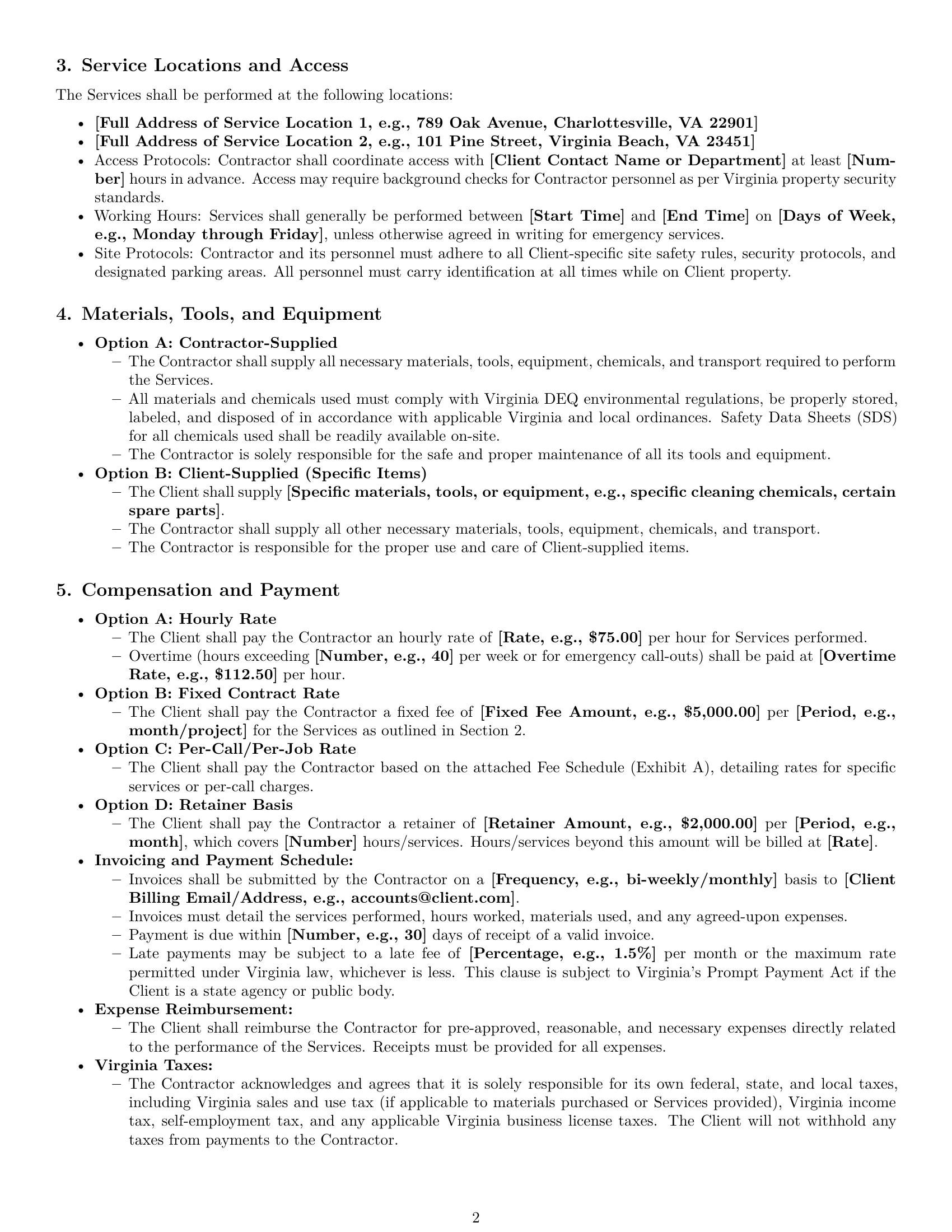 Preview page 2 of Pro Virginia maintenance independent contractor agreement template