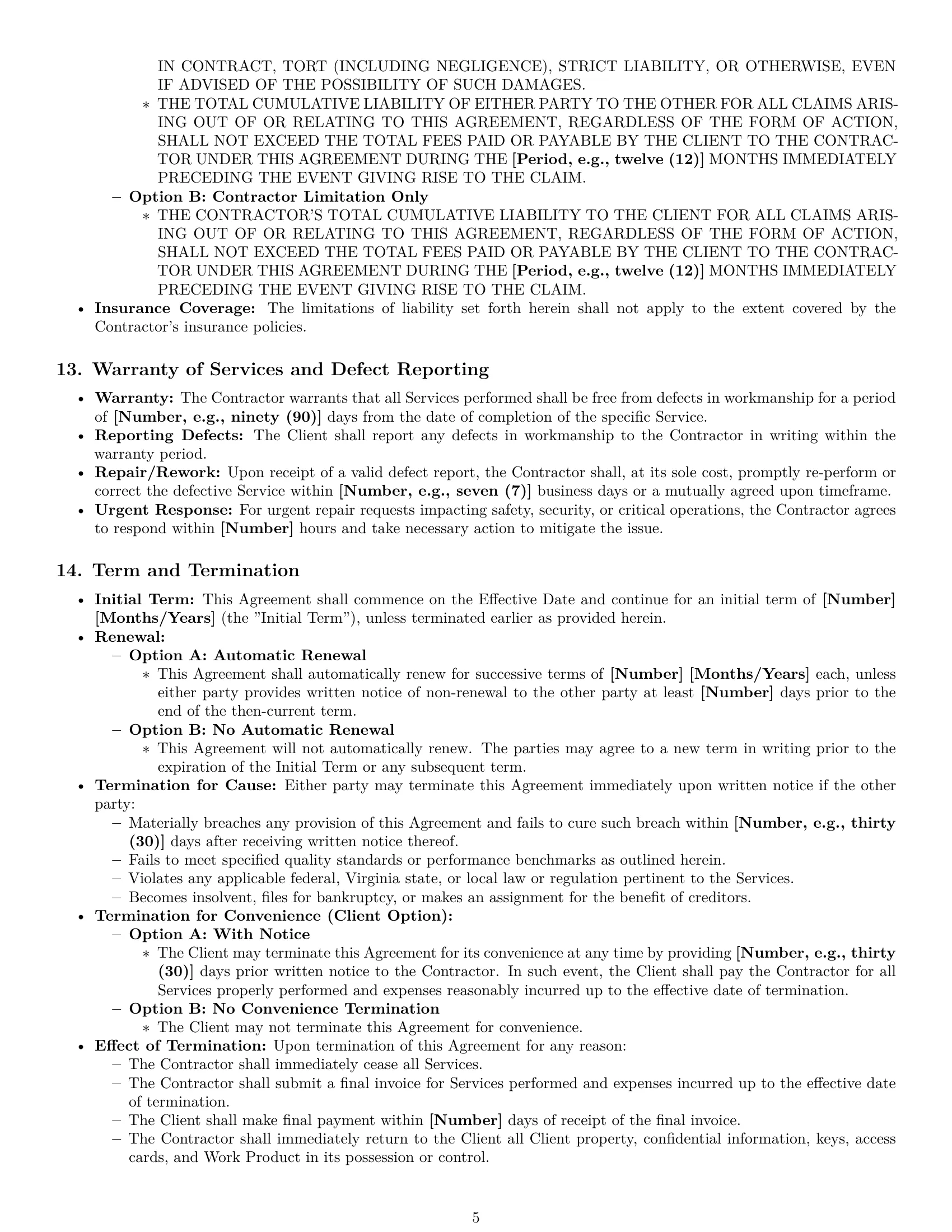 Preview page 5 of Pro Virginia maintenance independent contractor agreement template