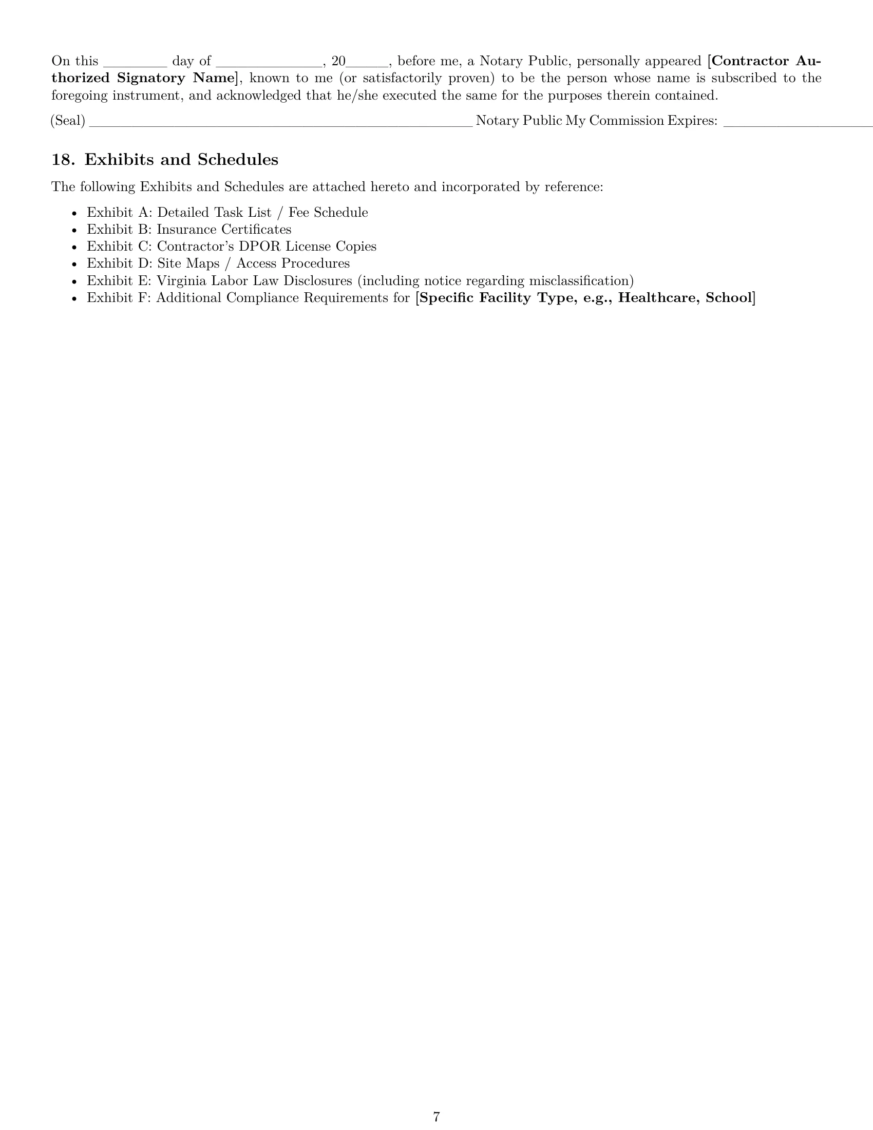 Preview page 7 of Pro Virginia maintenance independent contractor agreement template