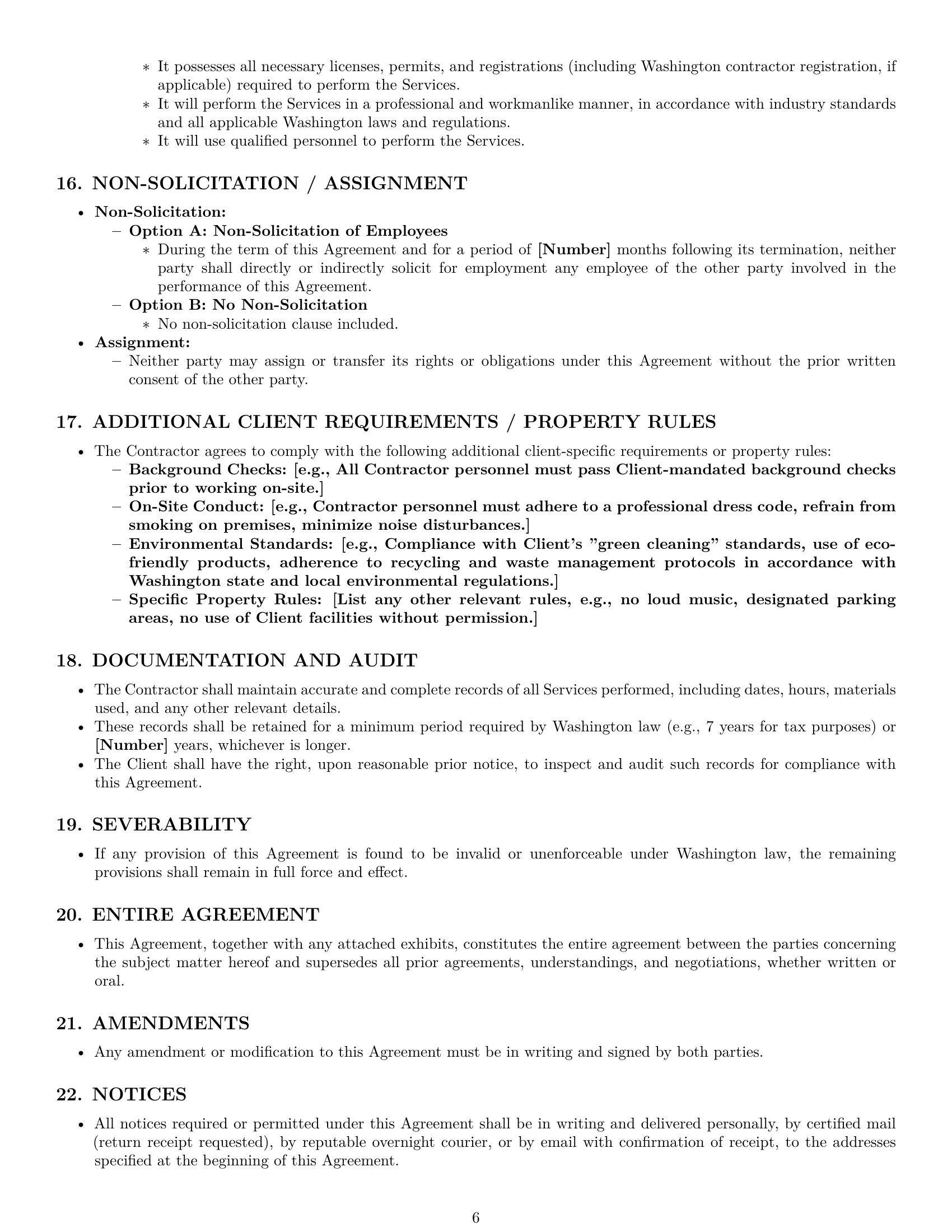 Preview page 6 of Pro Washington maintenance independent contractor agreement template