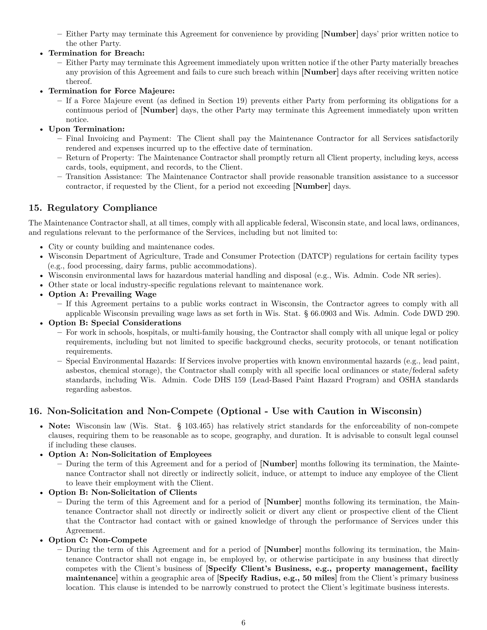 Preview page 6 of Pro Wisconsin maintenance independent contractor agreement template