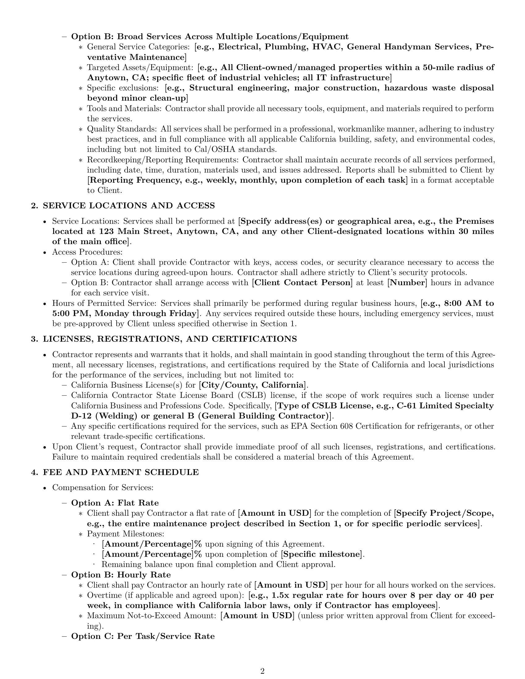 Preview page 2 of Pro California maintenance independent contractor agreement template