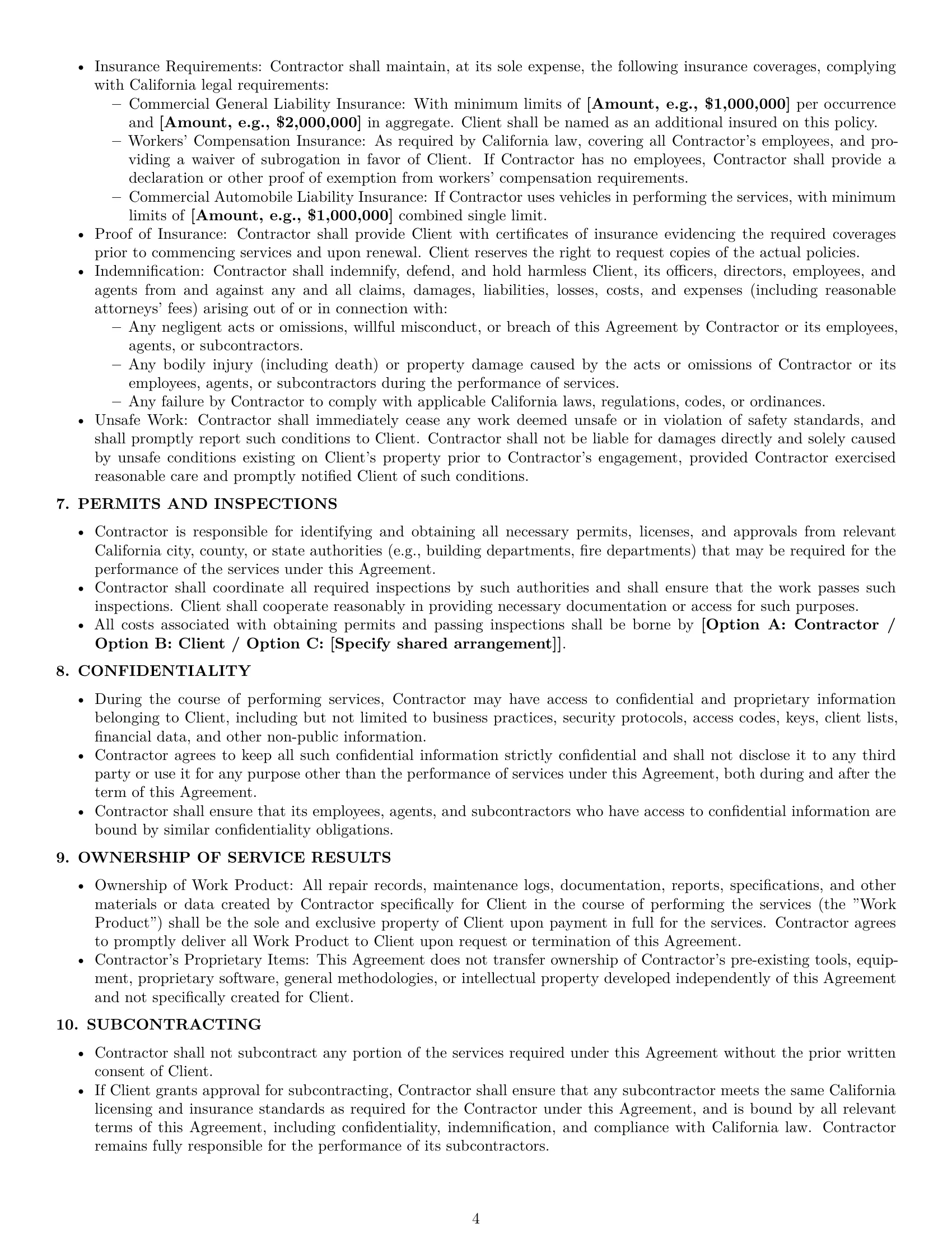 Preview page 4 of Pro California maintenance independent contractor agreement template