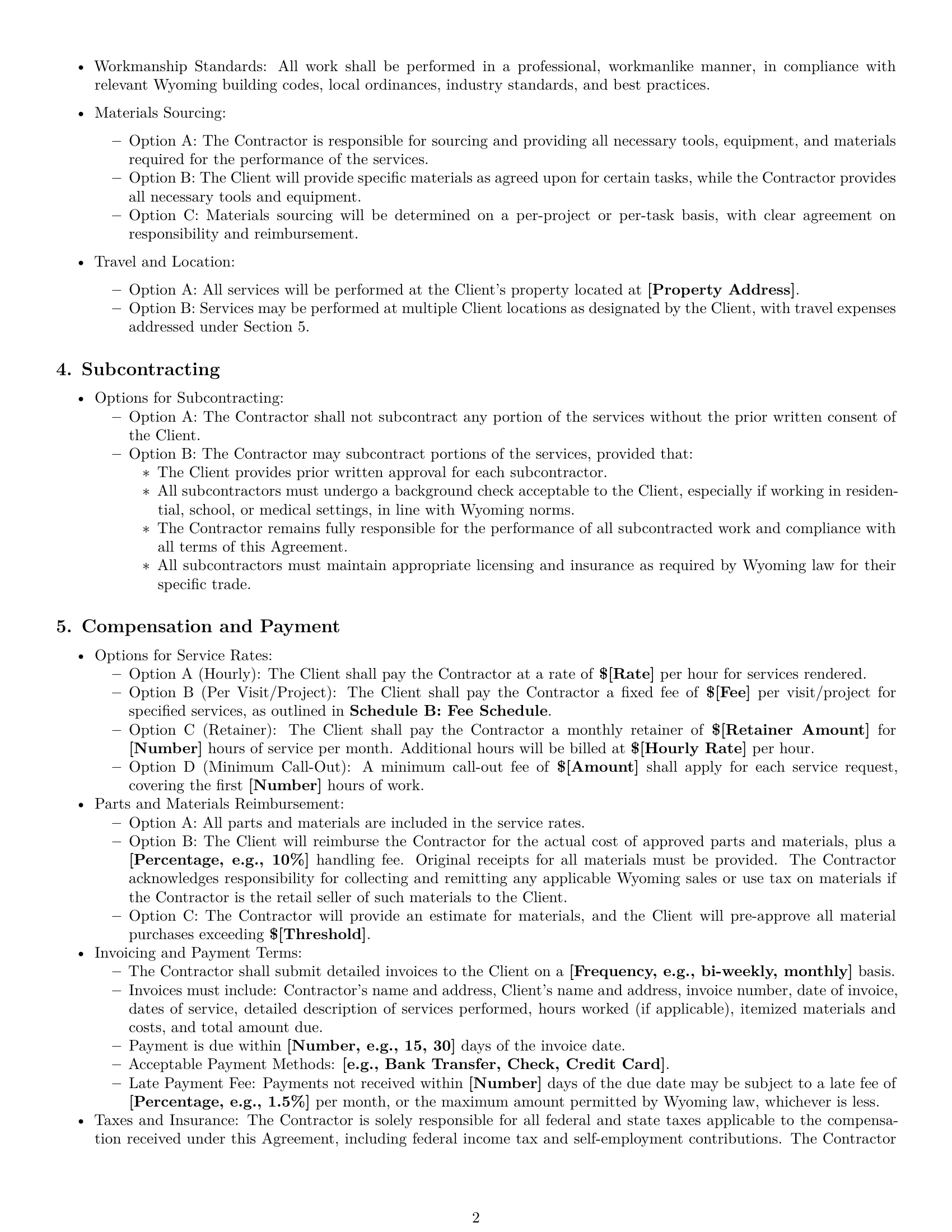 Preview page 2 of Pro Wyoming maintenance independent contractor agreement template