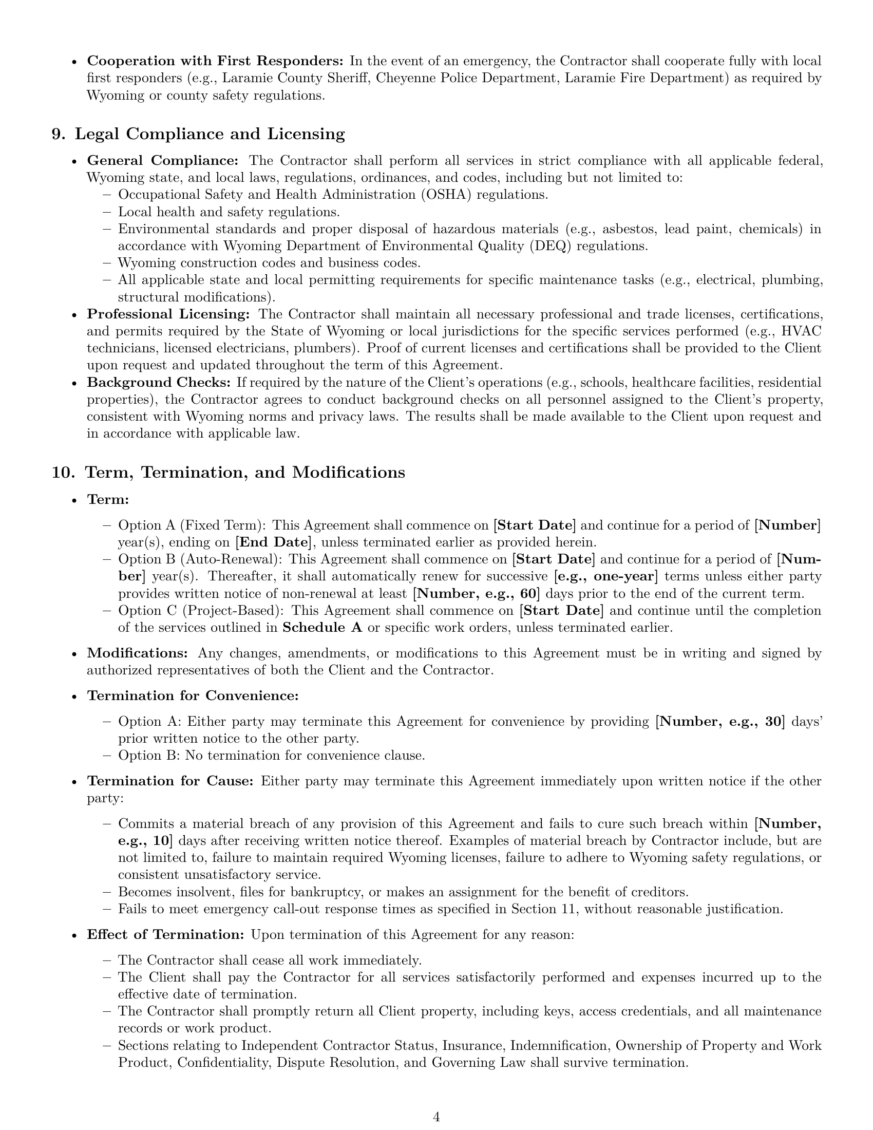 Preview page 4 of Pro Wyoming maintenance independent contractor agreement template