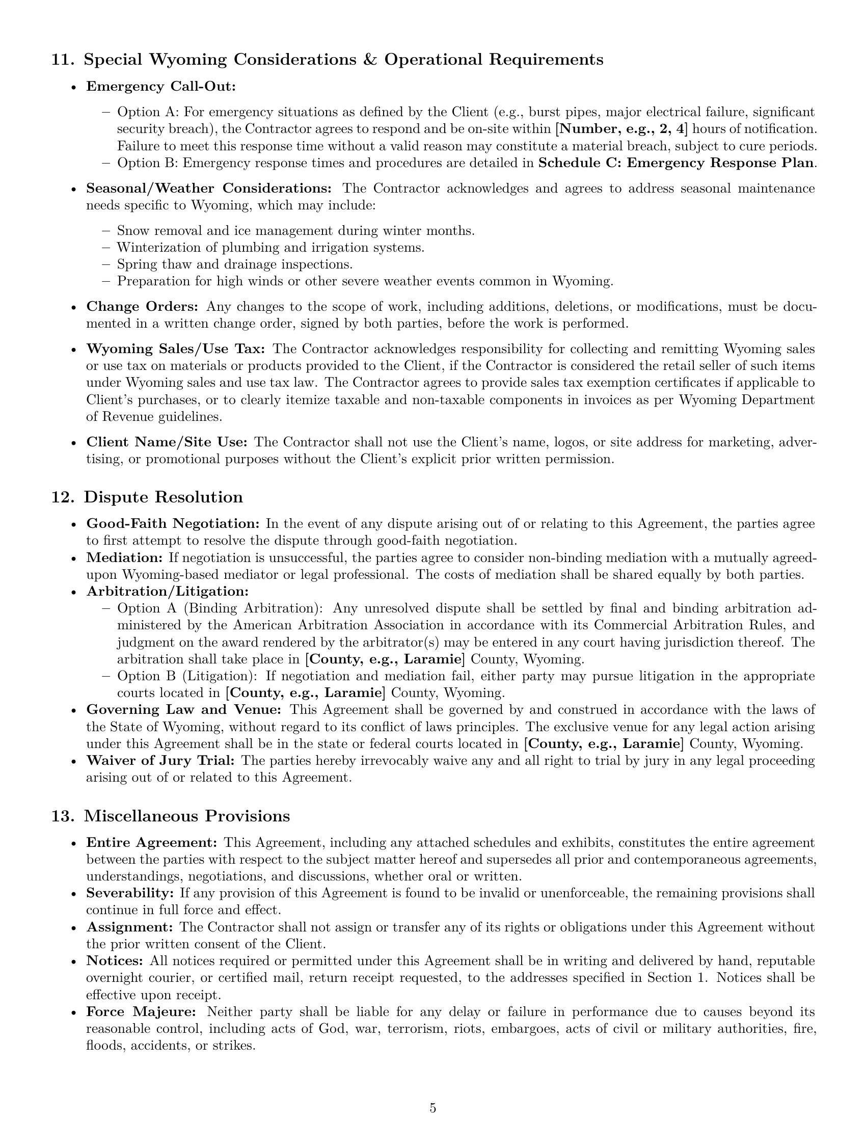 Preview page 5 of Pro Wyoming maintenance independent contractor agreement template