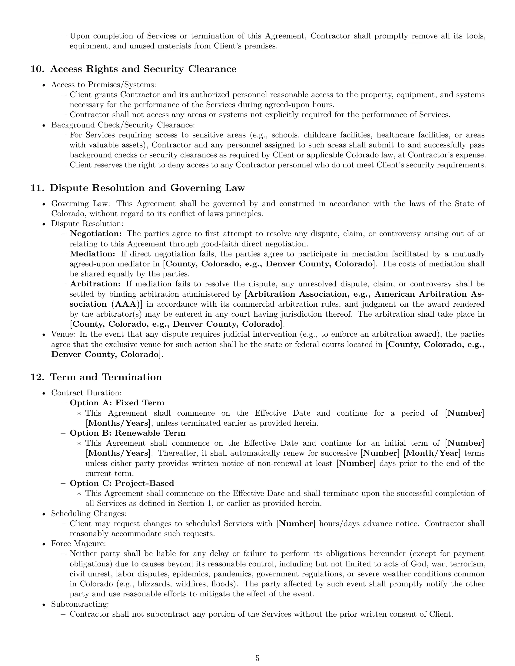 Preview page 5 of Pro Colorado maintenance independent contractor agreement template