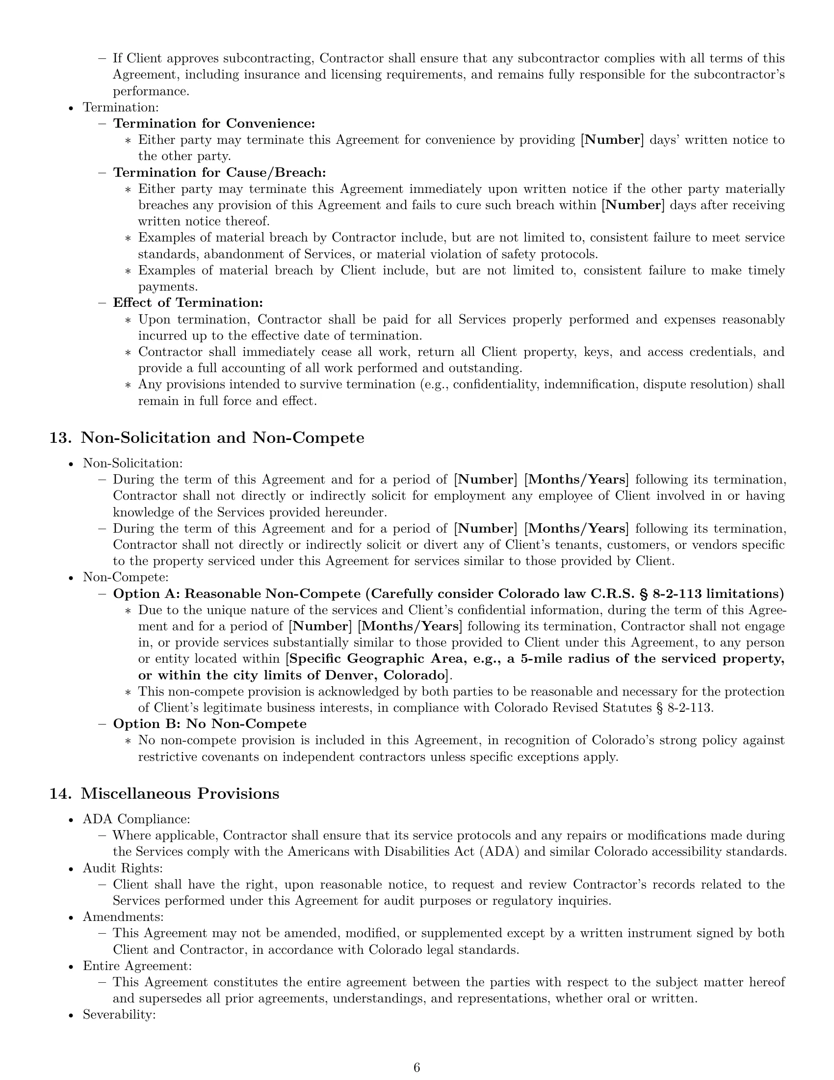 Preview page 6 of Pro Colorado maintenance independent contractor agreement template