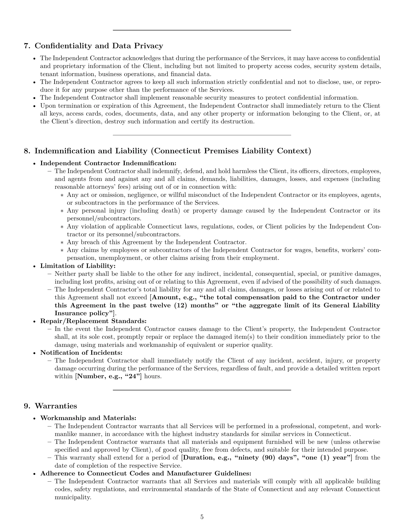Preview page 5 of Pro Connecticut maintenance independent contractor agreement template