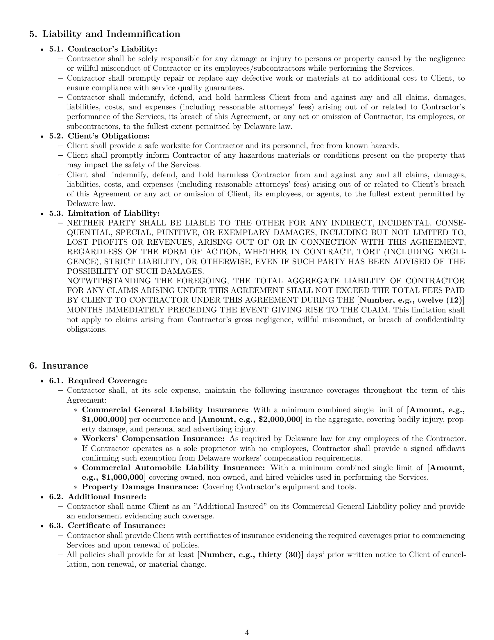 Preview page 4 of Pro Delaware maintenance independent contractor agreement template