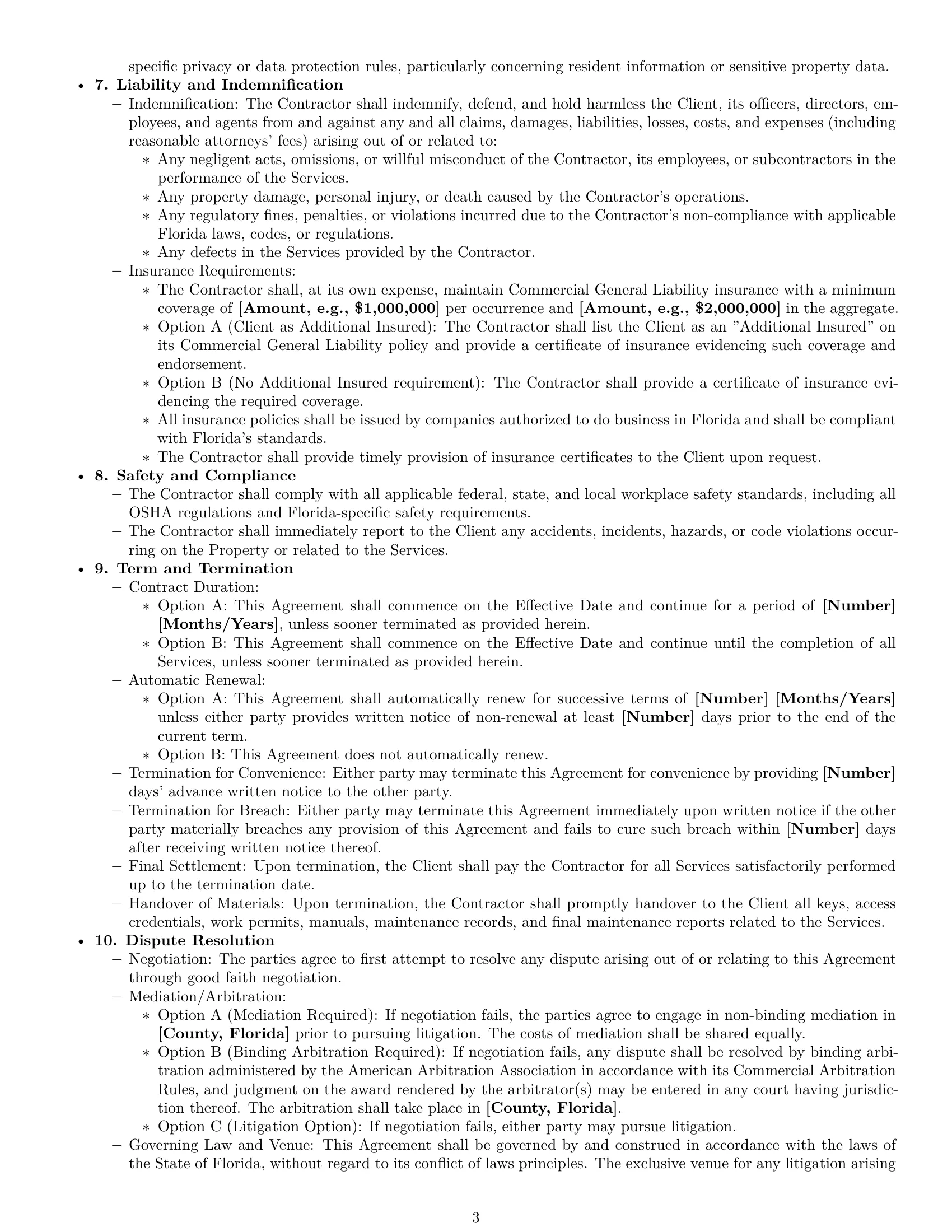 Preview page 3 of Pro Florida maintenance independent contractor agreement template