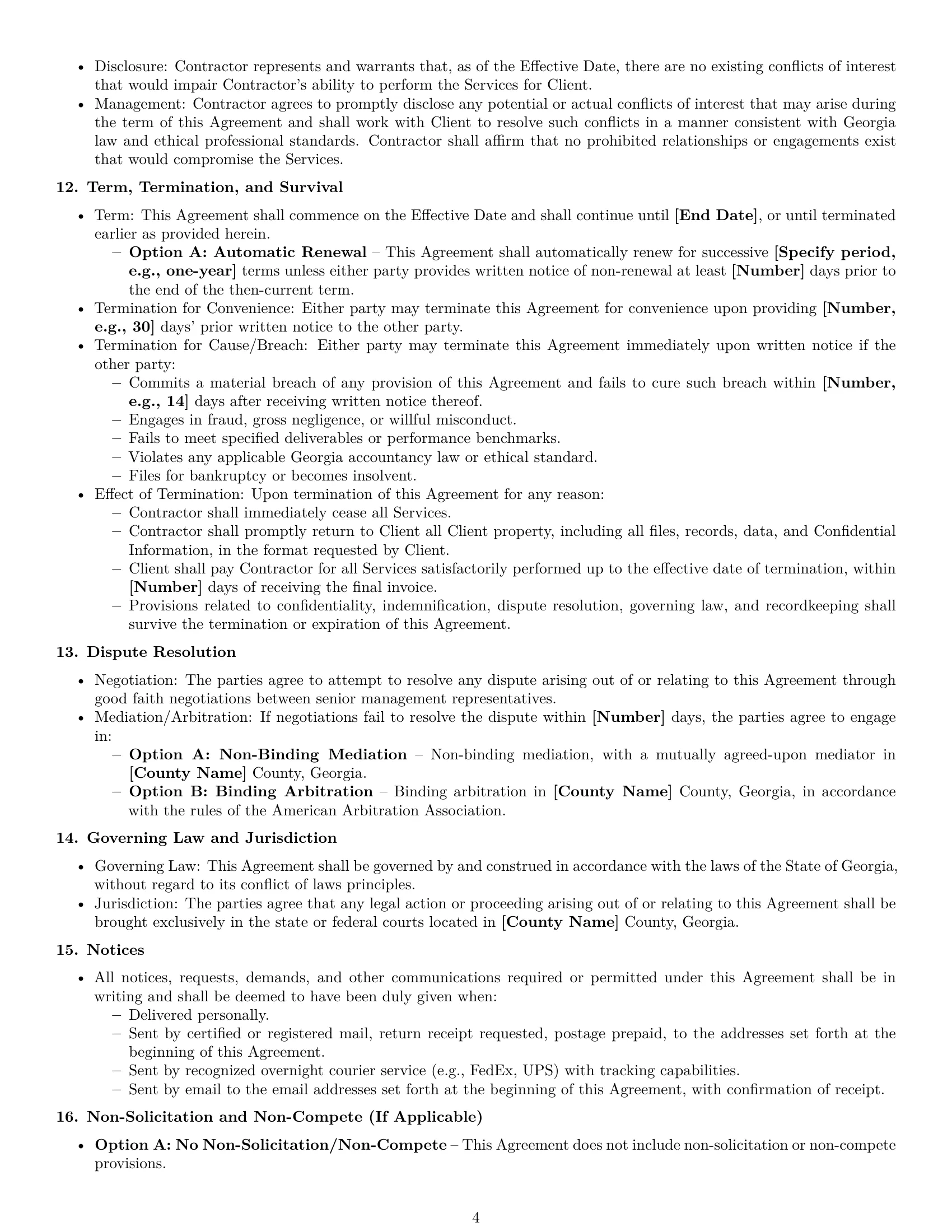 Preview page 4 of Pro Georgia accounting independent contractor agreement template