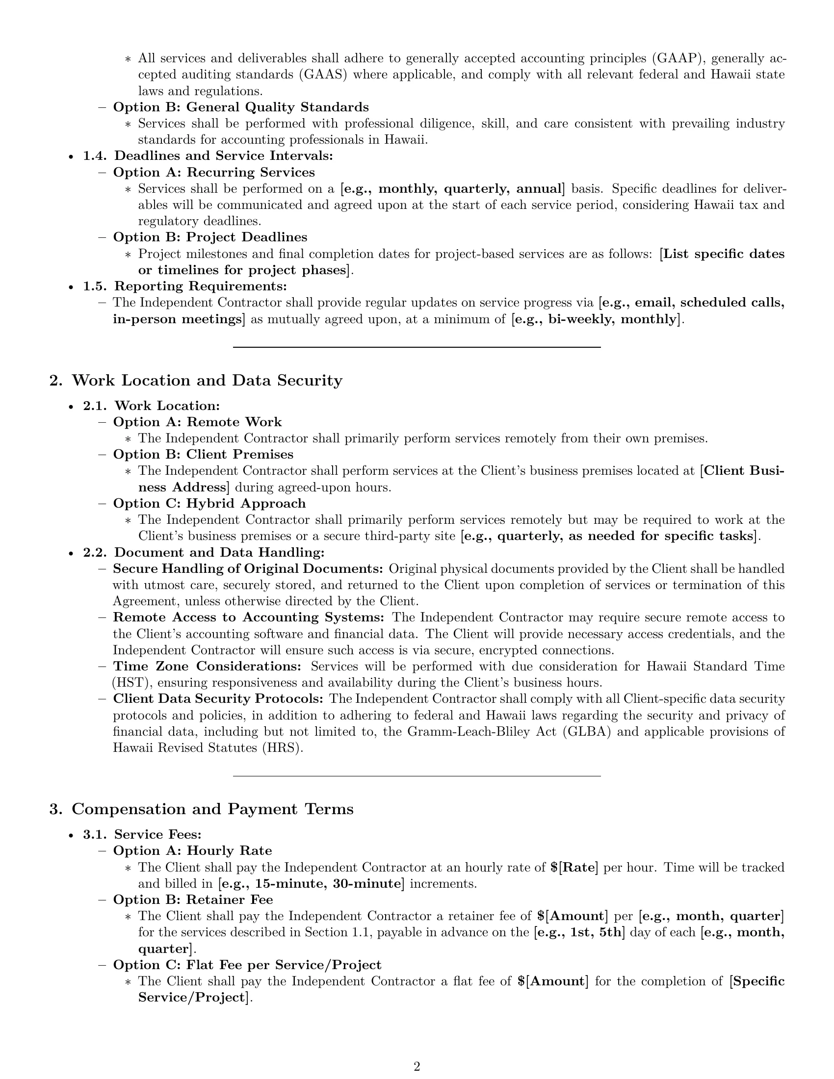 Preview page 2 of Pro Hawaii accounting independent contractor agreement template