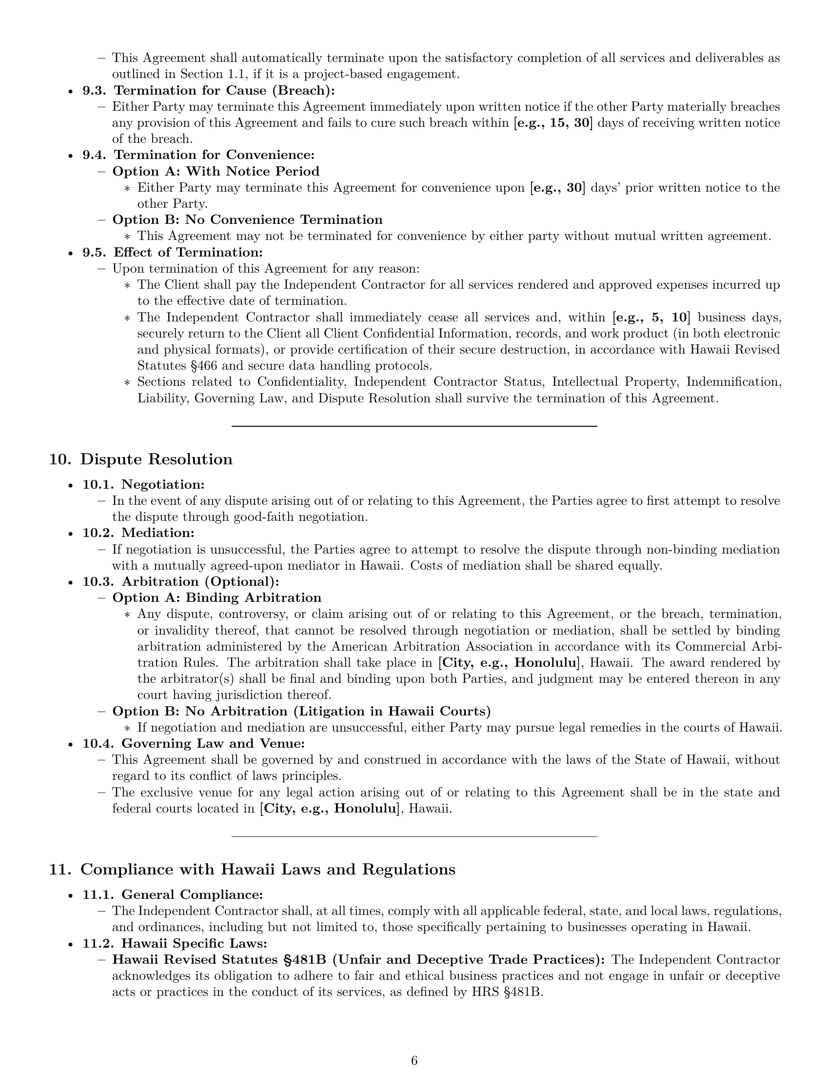 Preview page 6 of Pro Hawaii accounting independent contractor agreement template