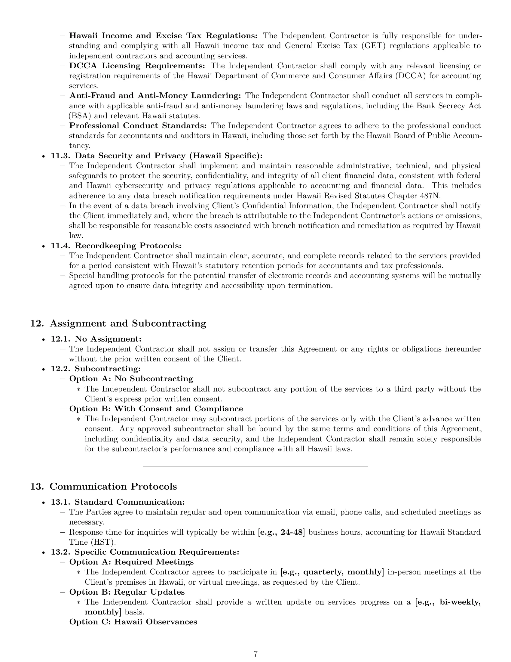 Preview page 7 of Pro Hawaii accounting independent contractor agreement template