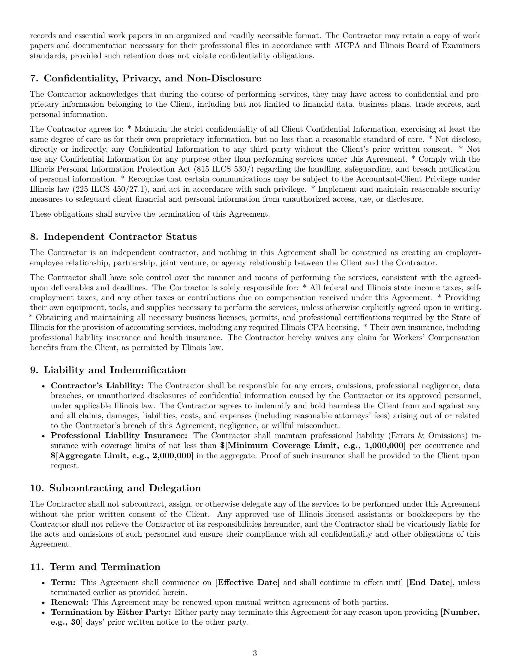 Preview page 3 of Pro Illinois accounting independent contractor agreement template