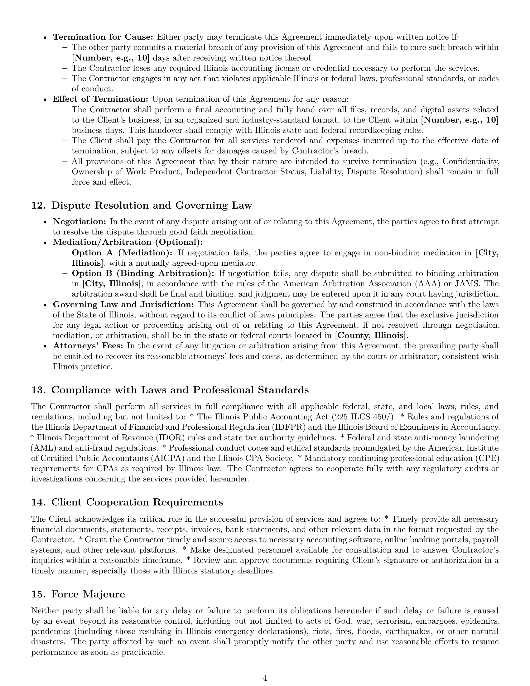 Preview page 4 of Pro Illinois accounting independent contractor agreement template