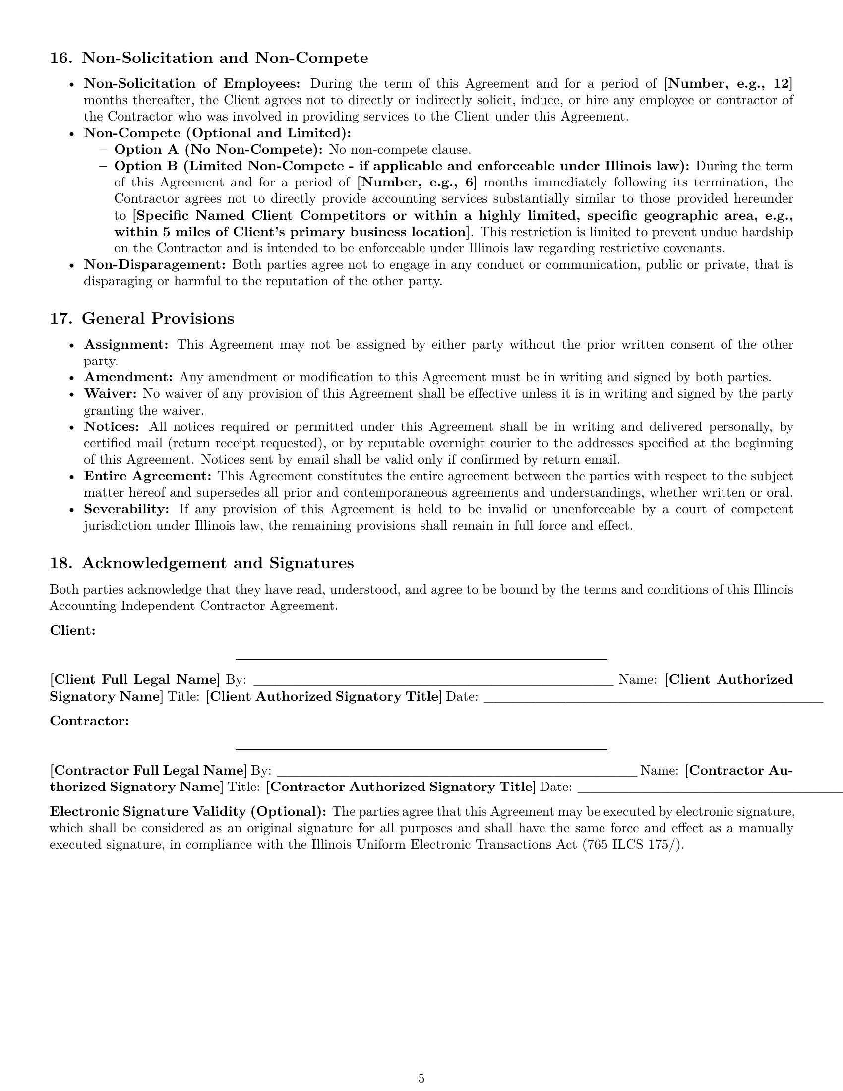 Preview page 5 of Pro Illinois accounting independent contractor agreement template