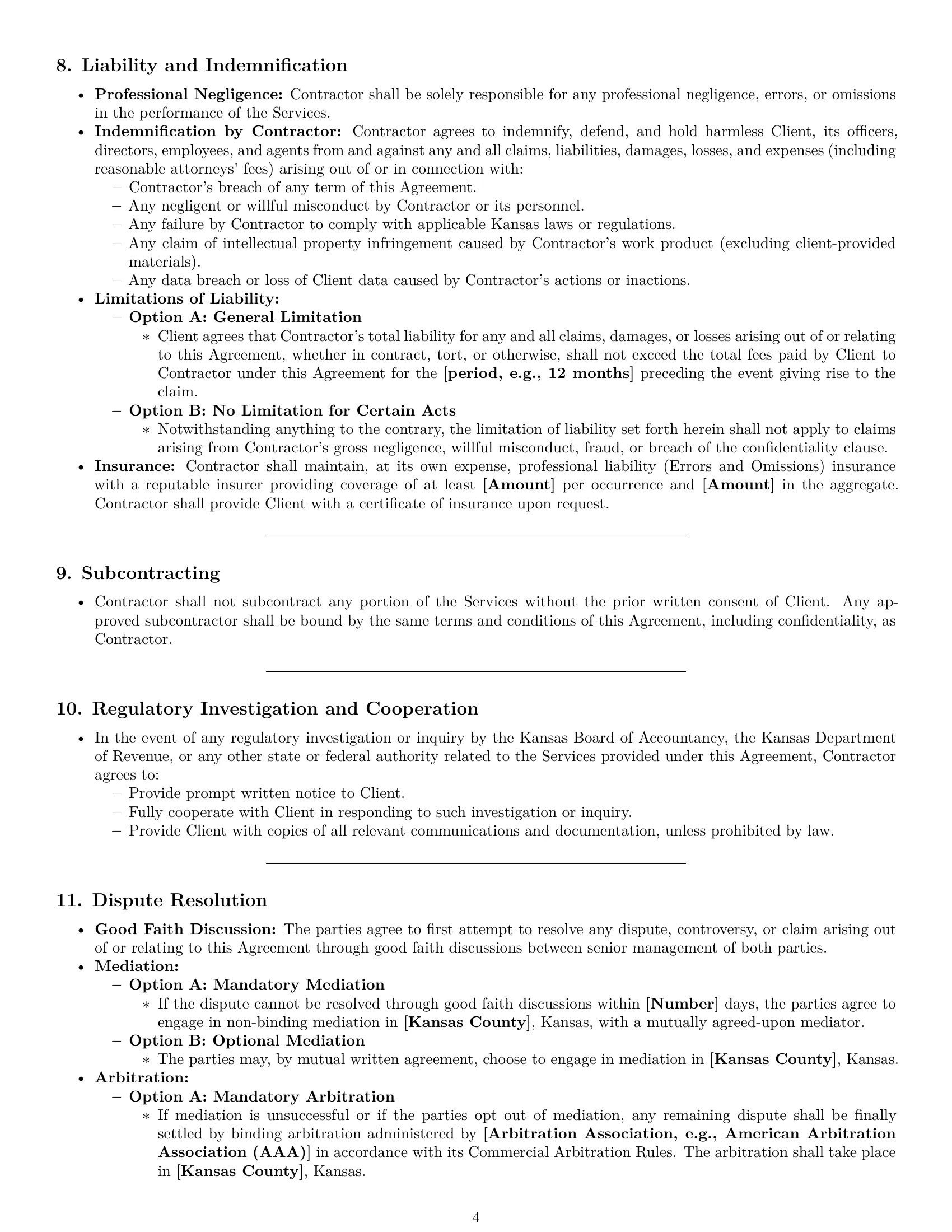 Preview page 4 of Pro Kansas accounting independent contractor agreement template