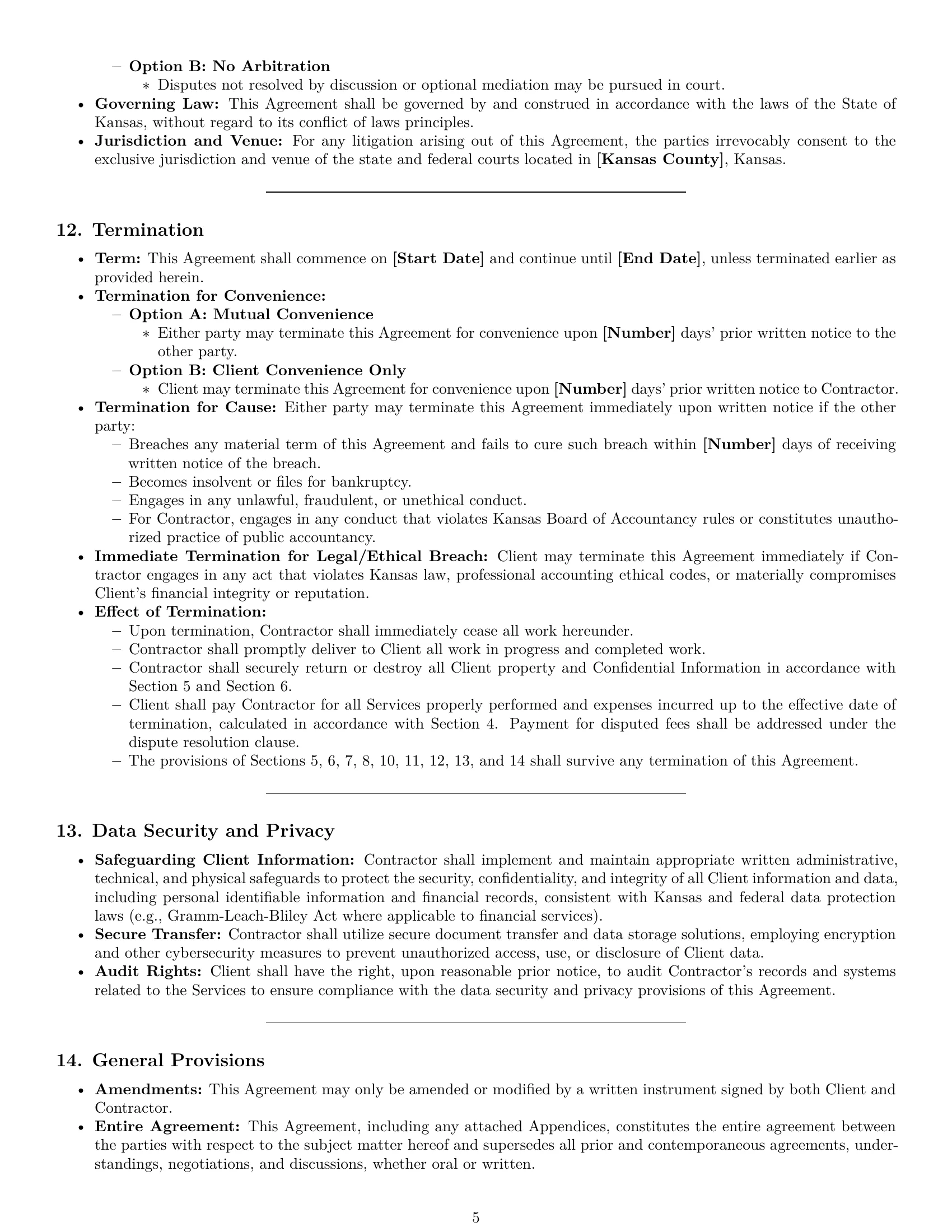 Preview page 5 of Pro Kansas accounting independent contractor agreement template