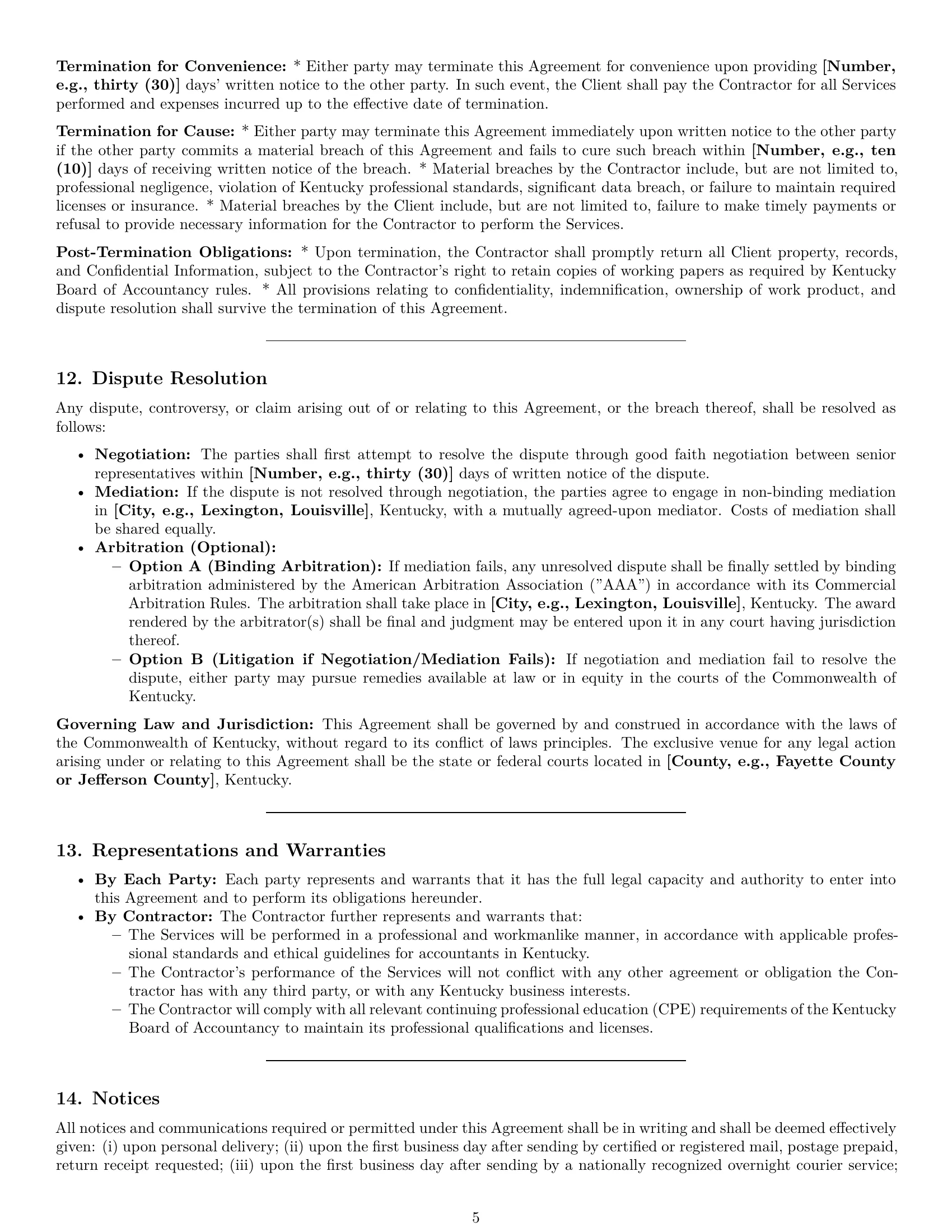 Preview page 5 of Pro Kentucky accounting independent contractor agreement template